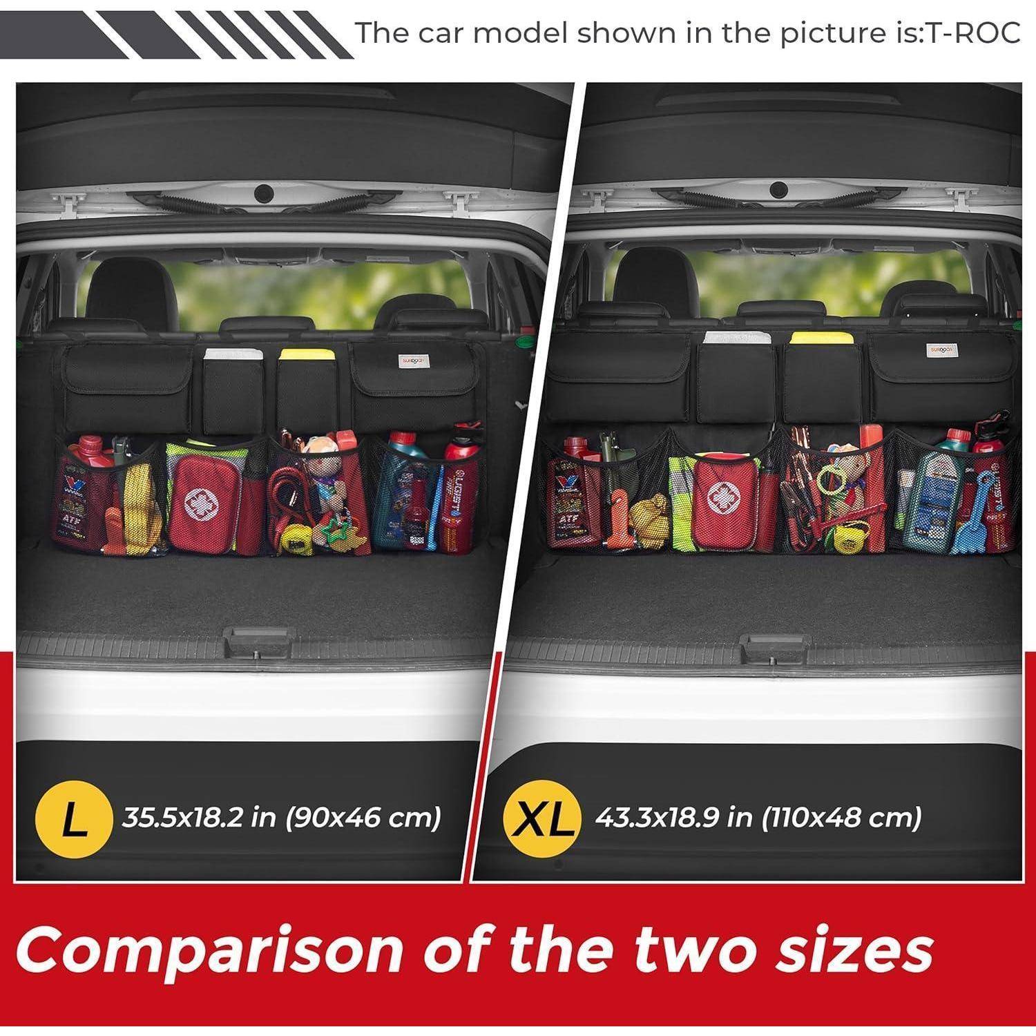 Kofferraum Organizer 8 Taschen Klettverschluss Schwarz XL-110x48 cm