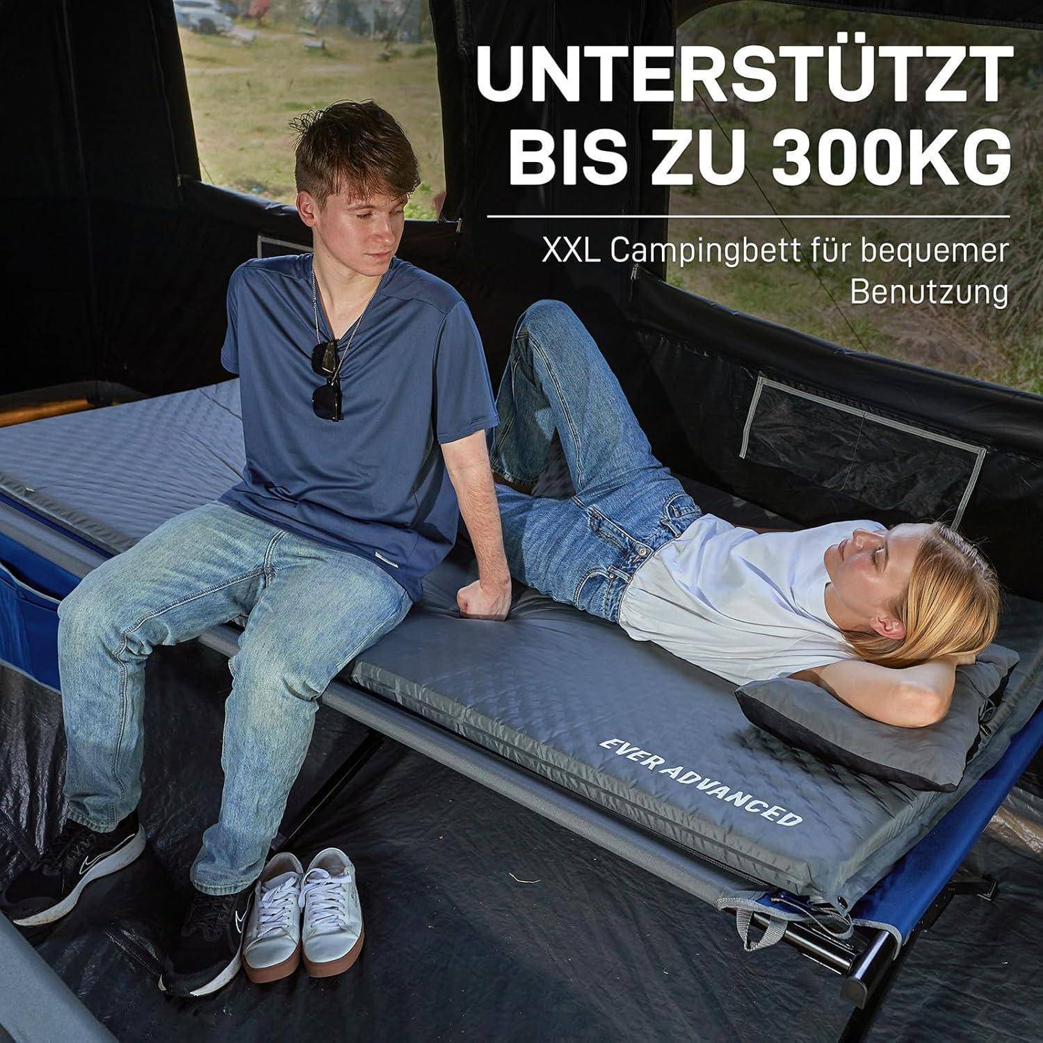 Feldbett XXL 300KG belastbar Klappbett 214cm x106cm Campingbett für