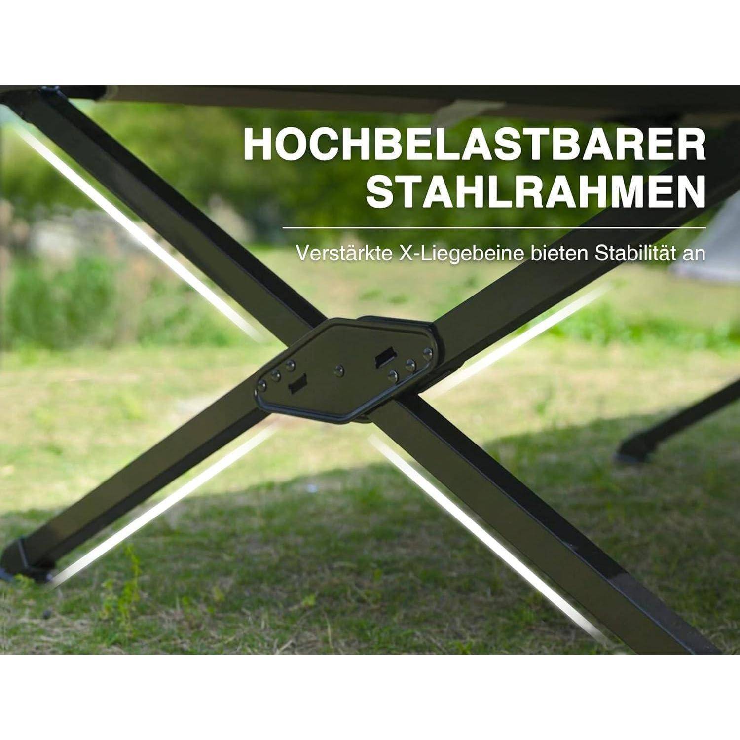 Feldbett XXL 300KG belastbar Klappbett 214cm x106cm Campingbett für