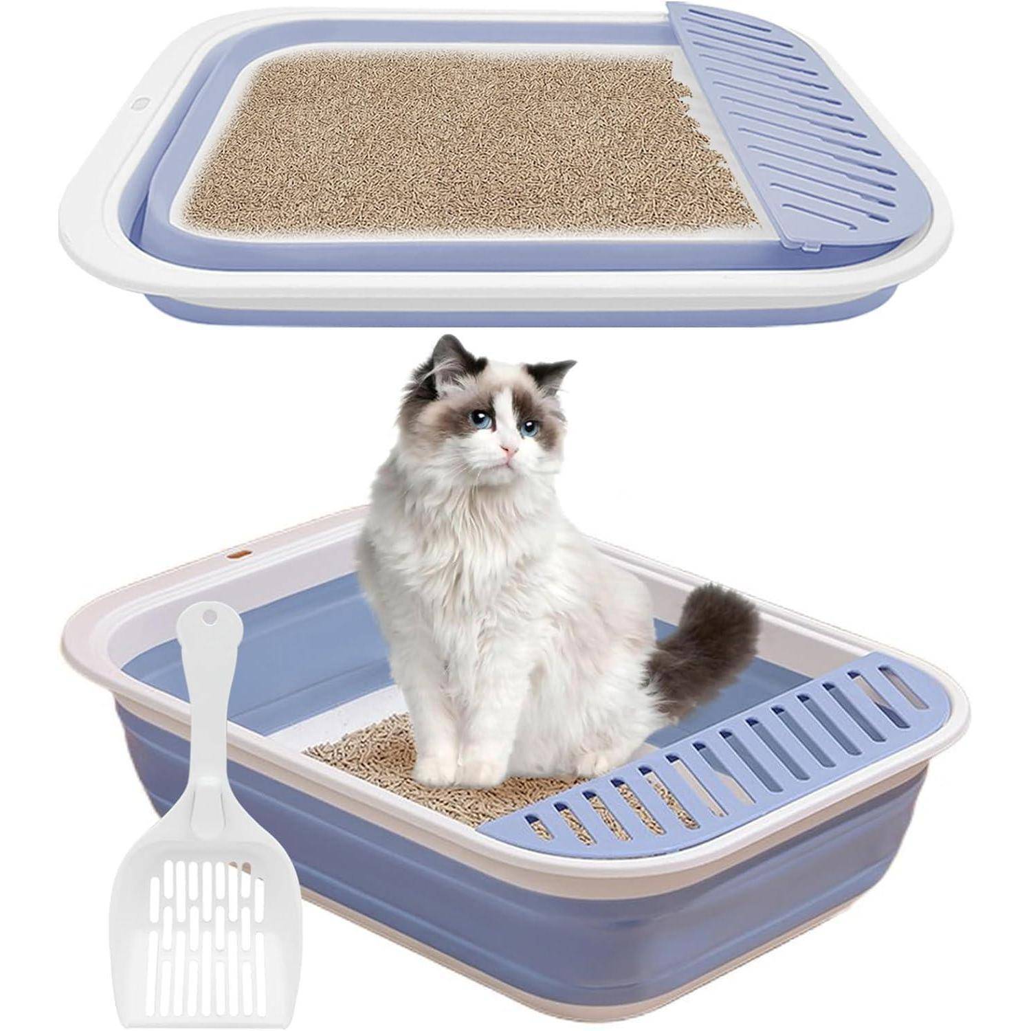 Katzentoilette Groß Flach mit Schaufel Niedrig Reisetoilette Faltbar