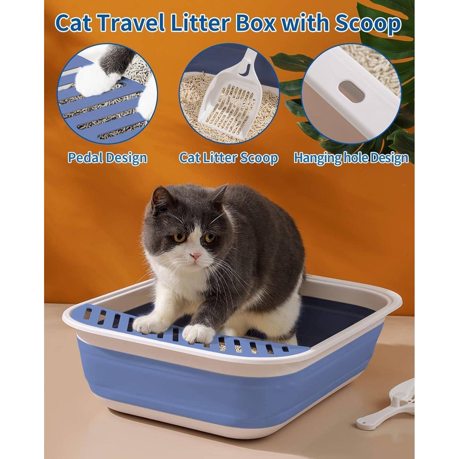 Katzentoilette Groß Flach mit Schaufel Niedrig Reisetoilette Faltbar