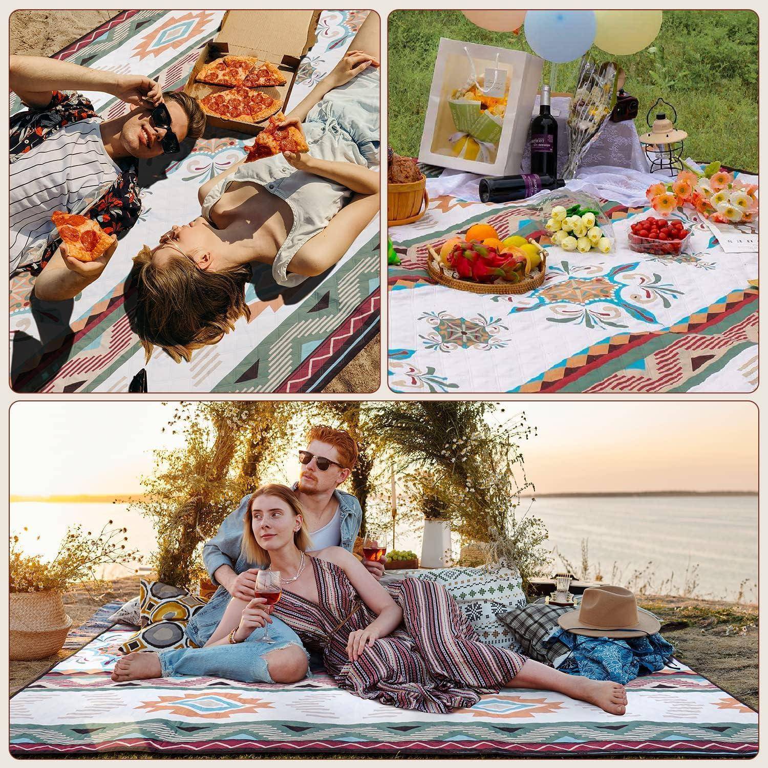 Picknickdecke 200x200cm Stranddecke Sandfrei Waschbar Grün