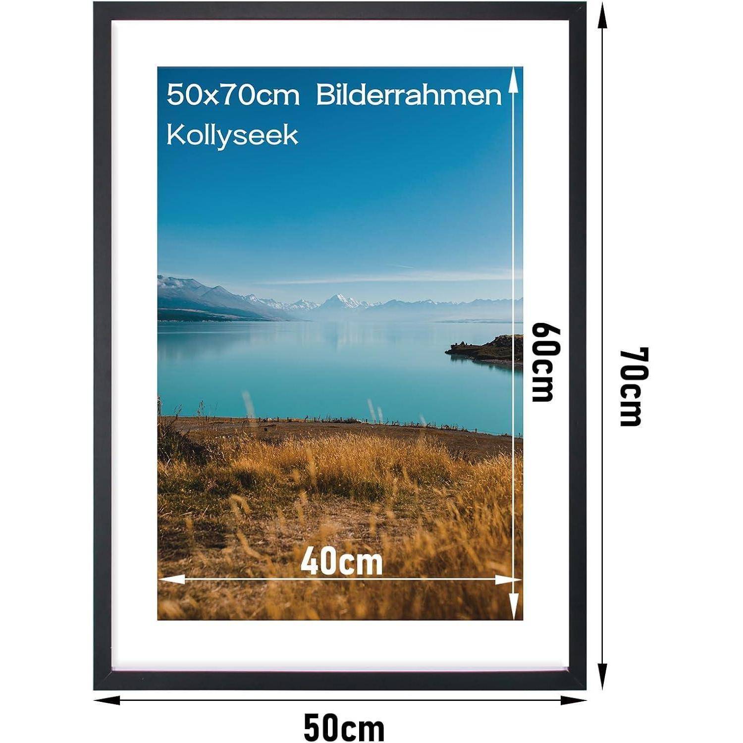 Bilderrahmen 50x70 cm MDF Acrylglas Schwarz Aufhängen Stellen Hängen
