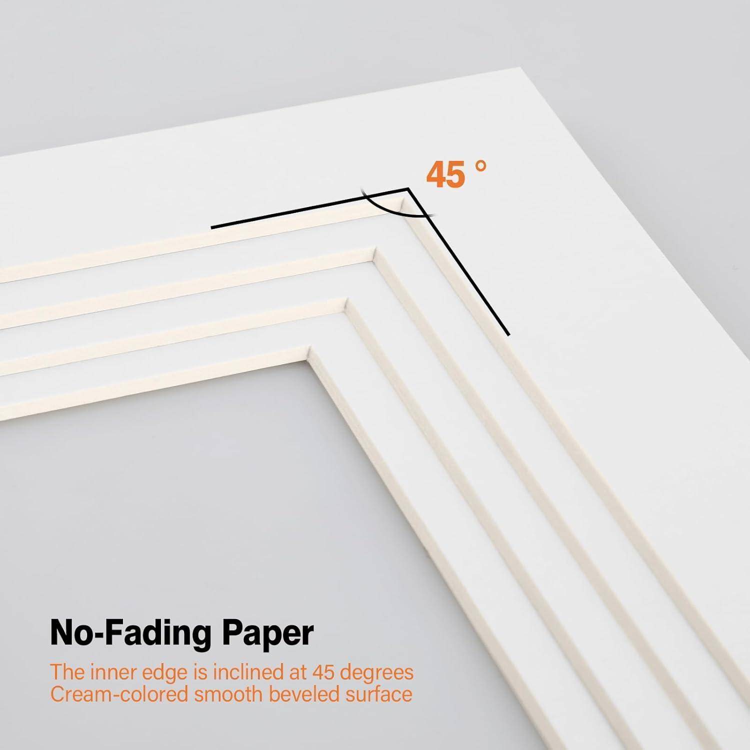 Eine Skizze einer Bilderrahmenecke zeigt eine 45-Grad-Fase. Text lautet: 