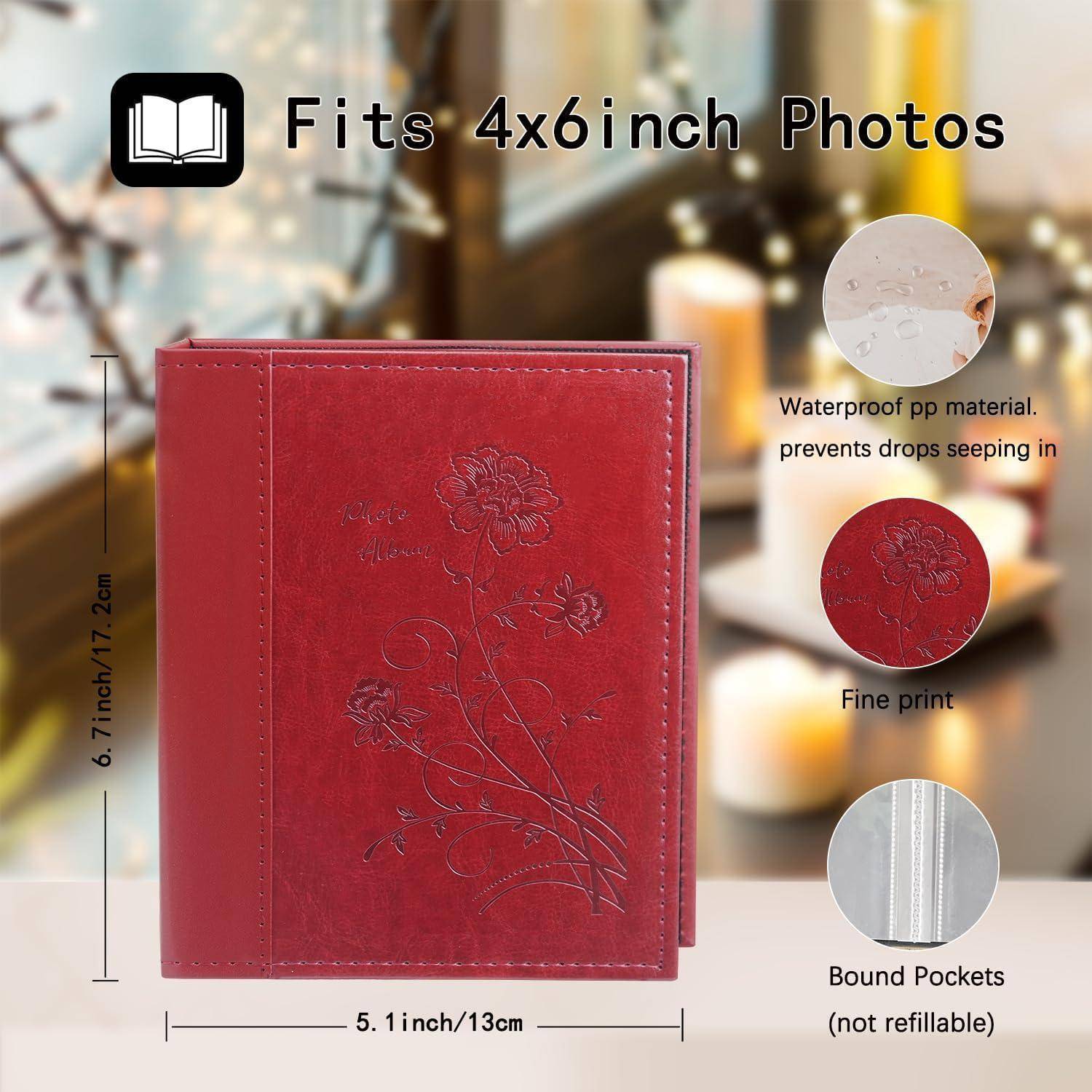 Kleines Fotoalbum 2er Set 15x10 cm je 50 Fotos Querformat Rot
