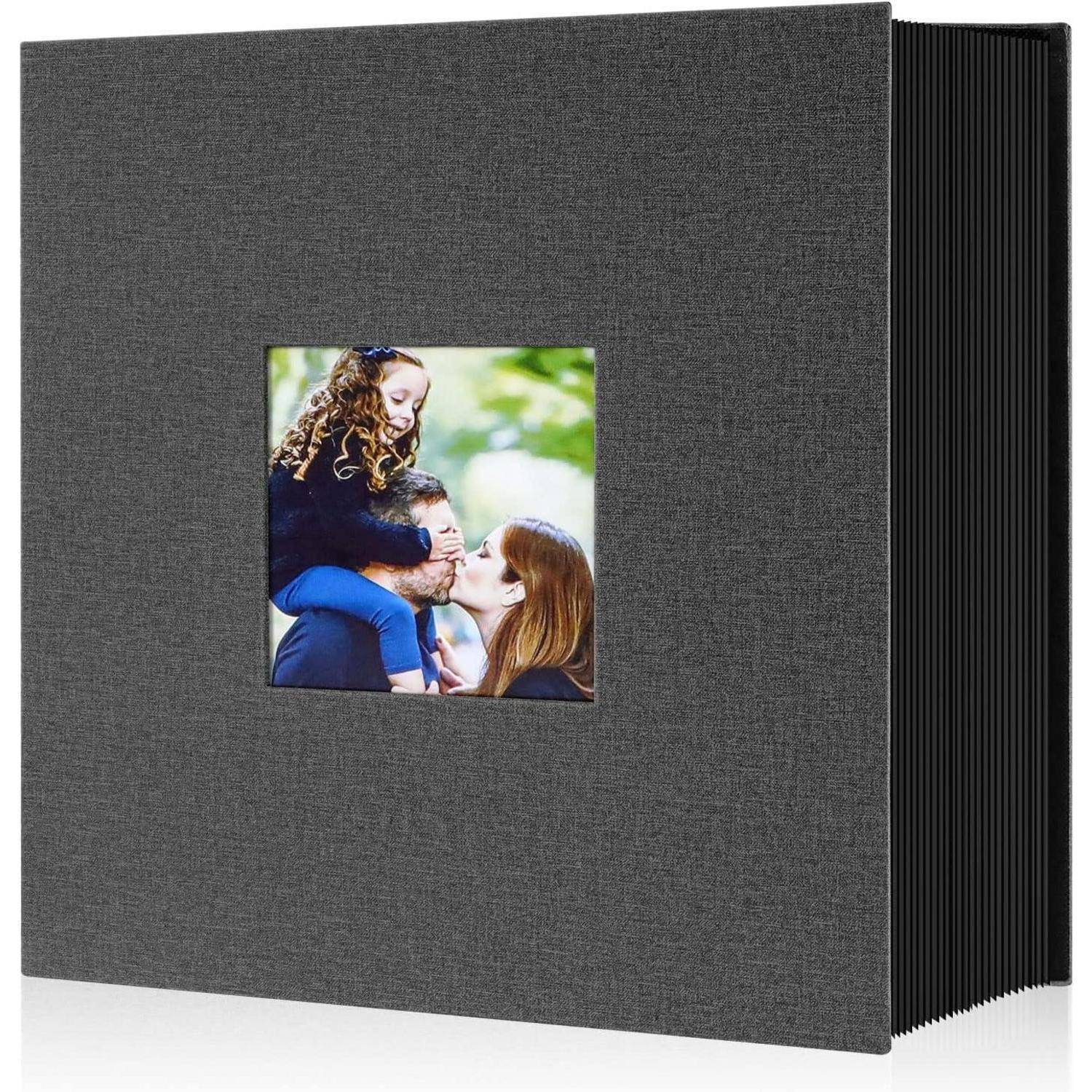 Fotoalbum 10x15 600 Schwarz Leinen Einsteckalbum für Hoch und