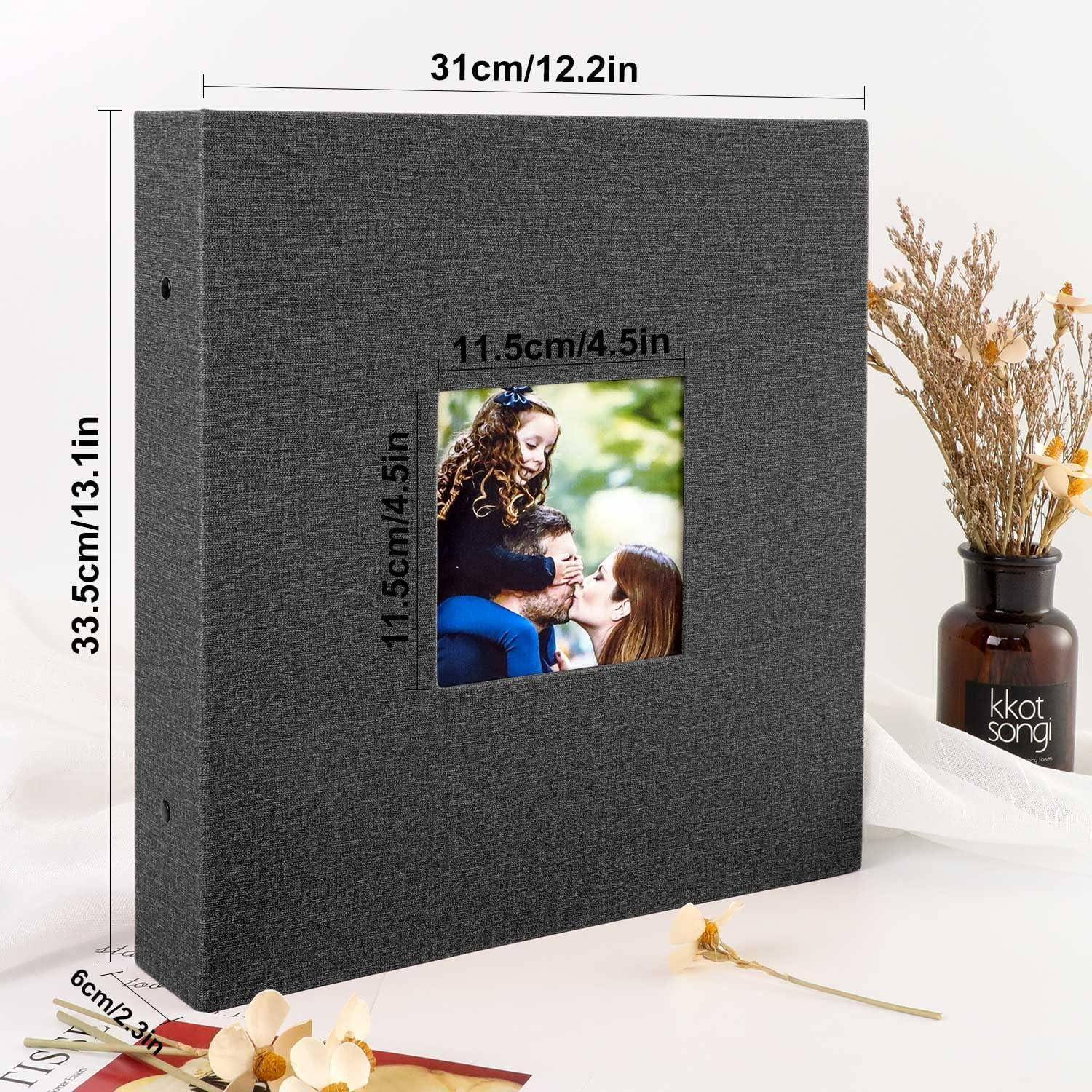 Fotoalbum 10x15 600 Schwarz Leinen Einsteckalbum für Hoch und