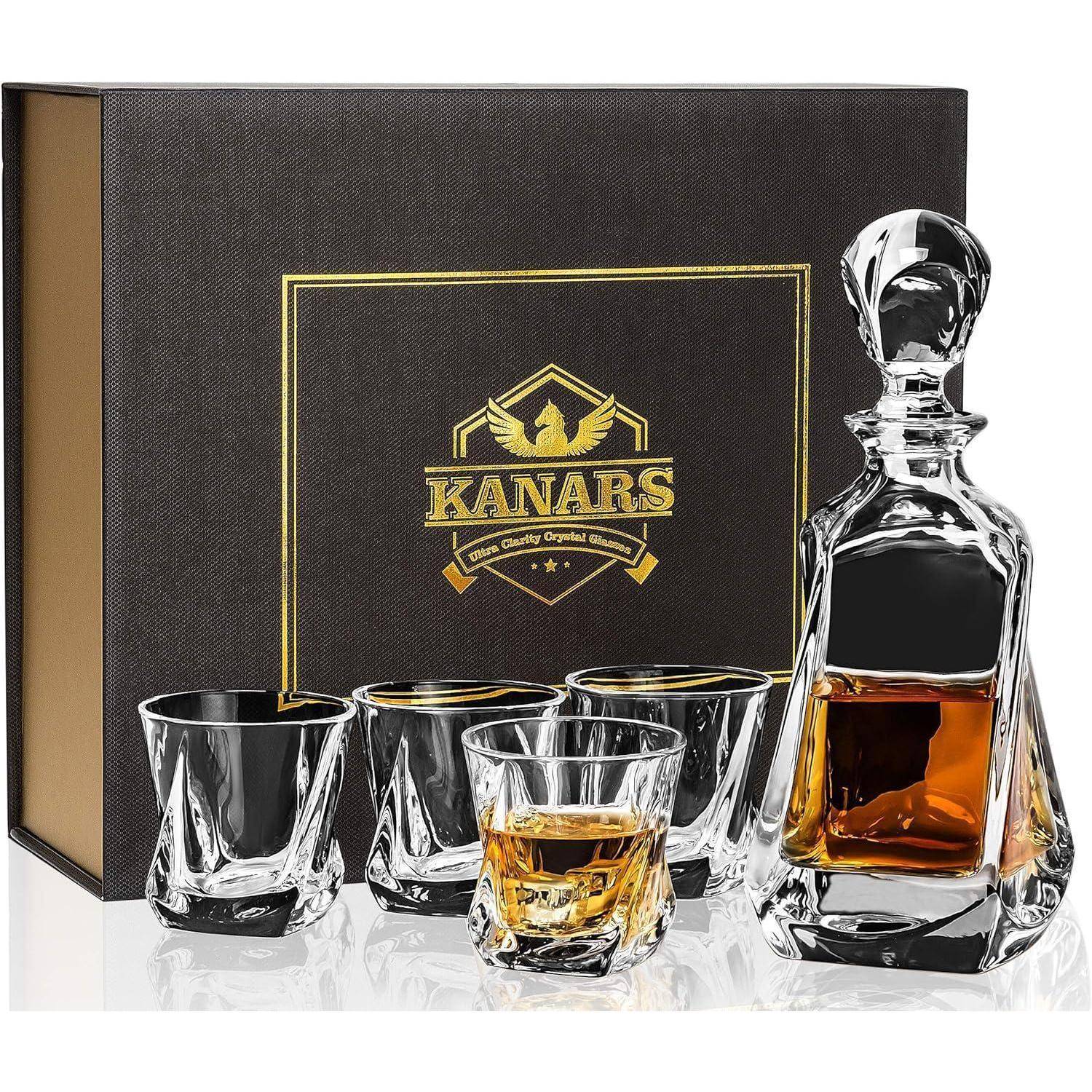 5-teiliges Whisky Gläsern und Karaffe Set 650ml Dekanter 4x 210ml