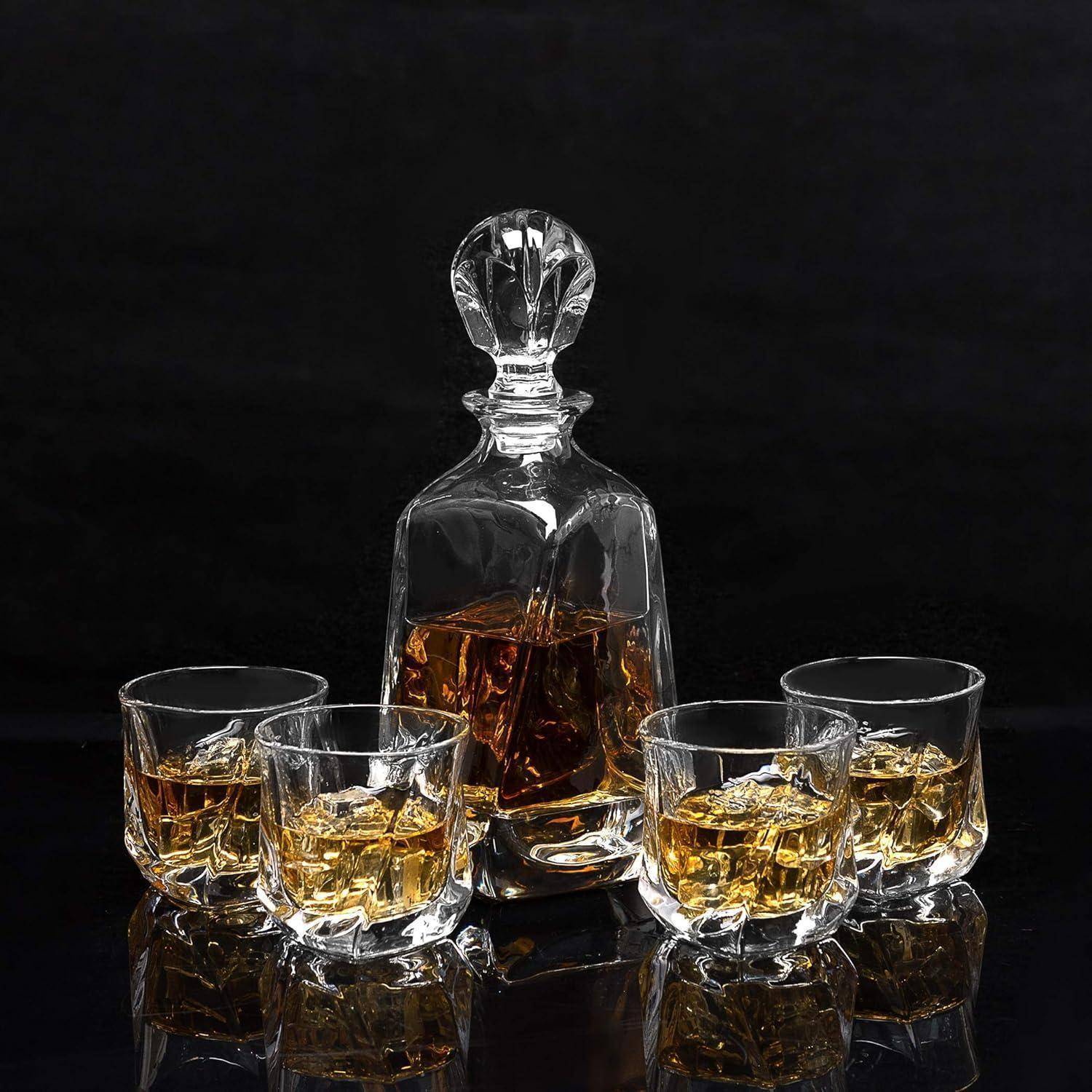 5-teiliges Whisky Gläsern und Karaffe Set 650ml Dekanter 4x 210ml
