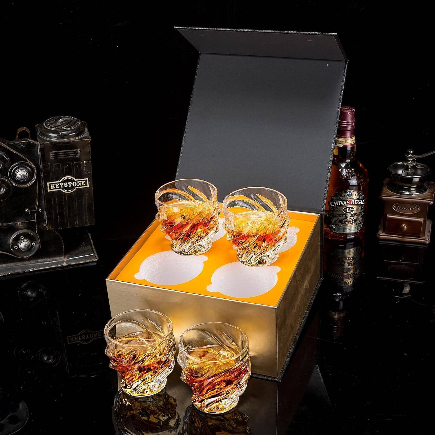 Whisky Gläser Bleifrei Kristallglas 4-teilig 260ml Luxus Geschenk