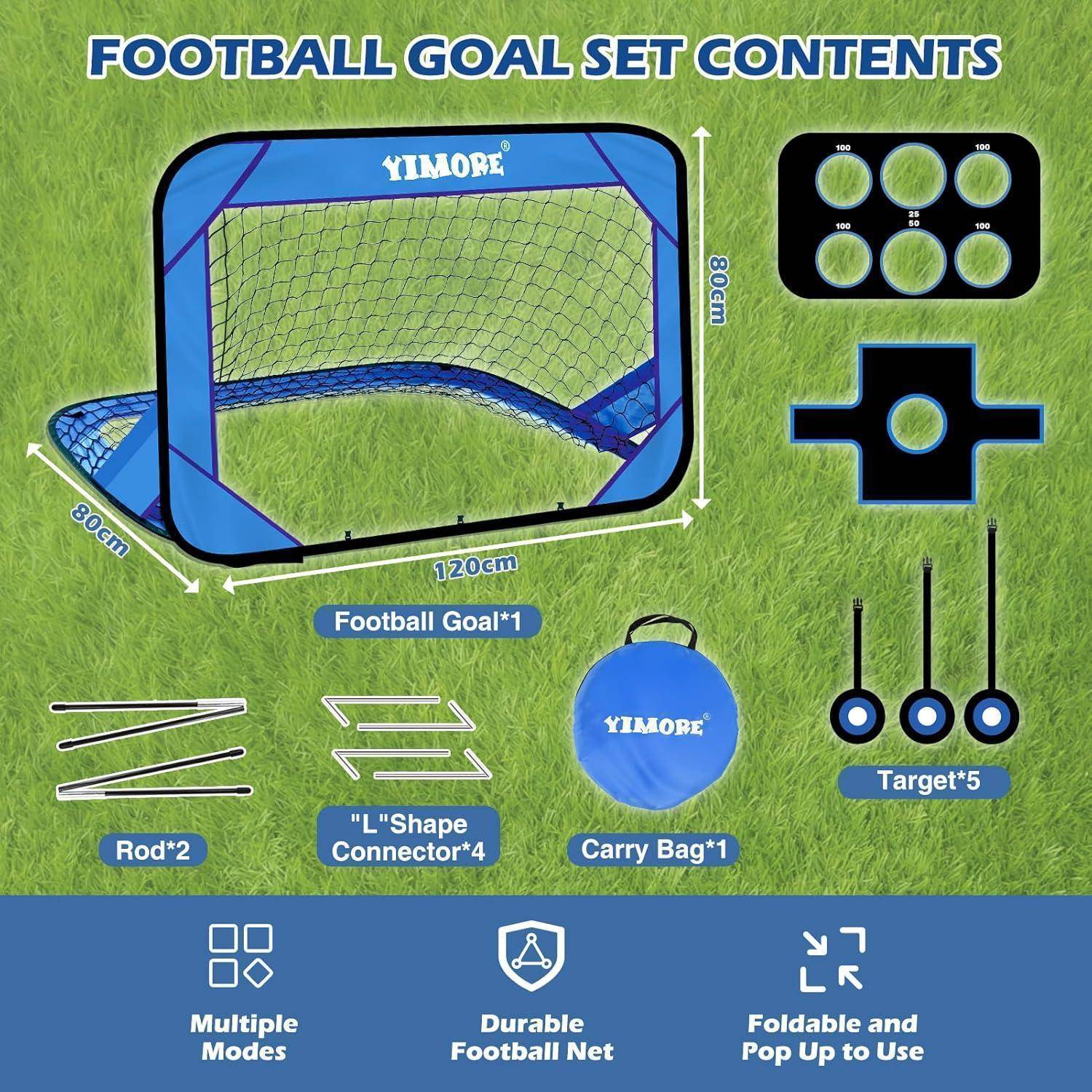 Fussballtor Kinder Garten Mini Tragetasche 4 Spielmodi Acid Blue
