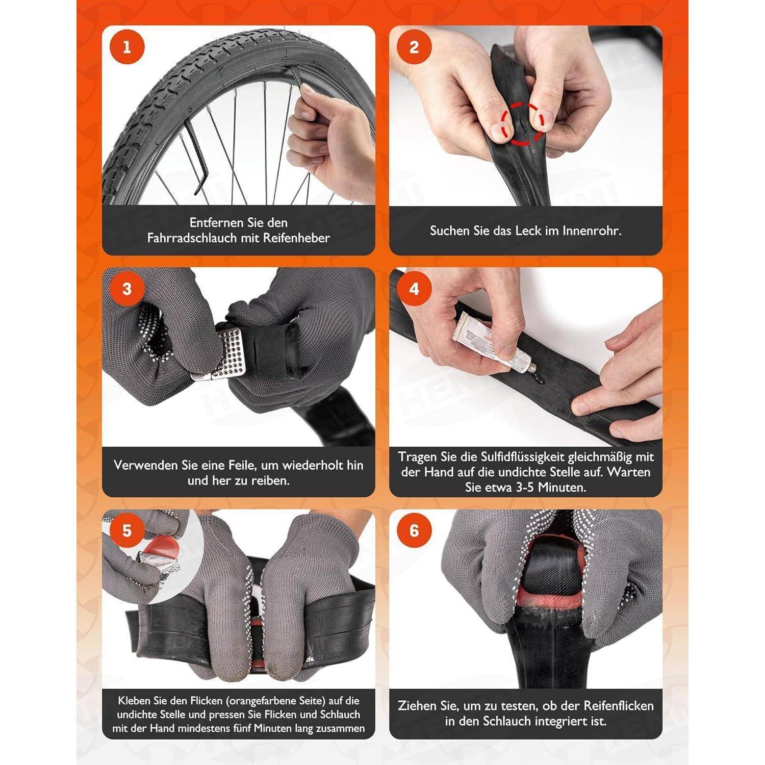 Fahrrad Flickzeug Reparaturset mit Reifenkleber, Patch, Metallheber