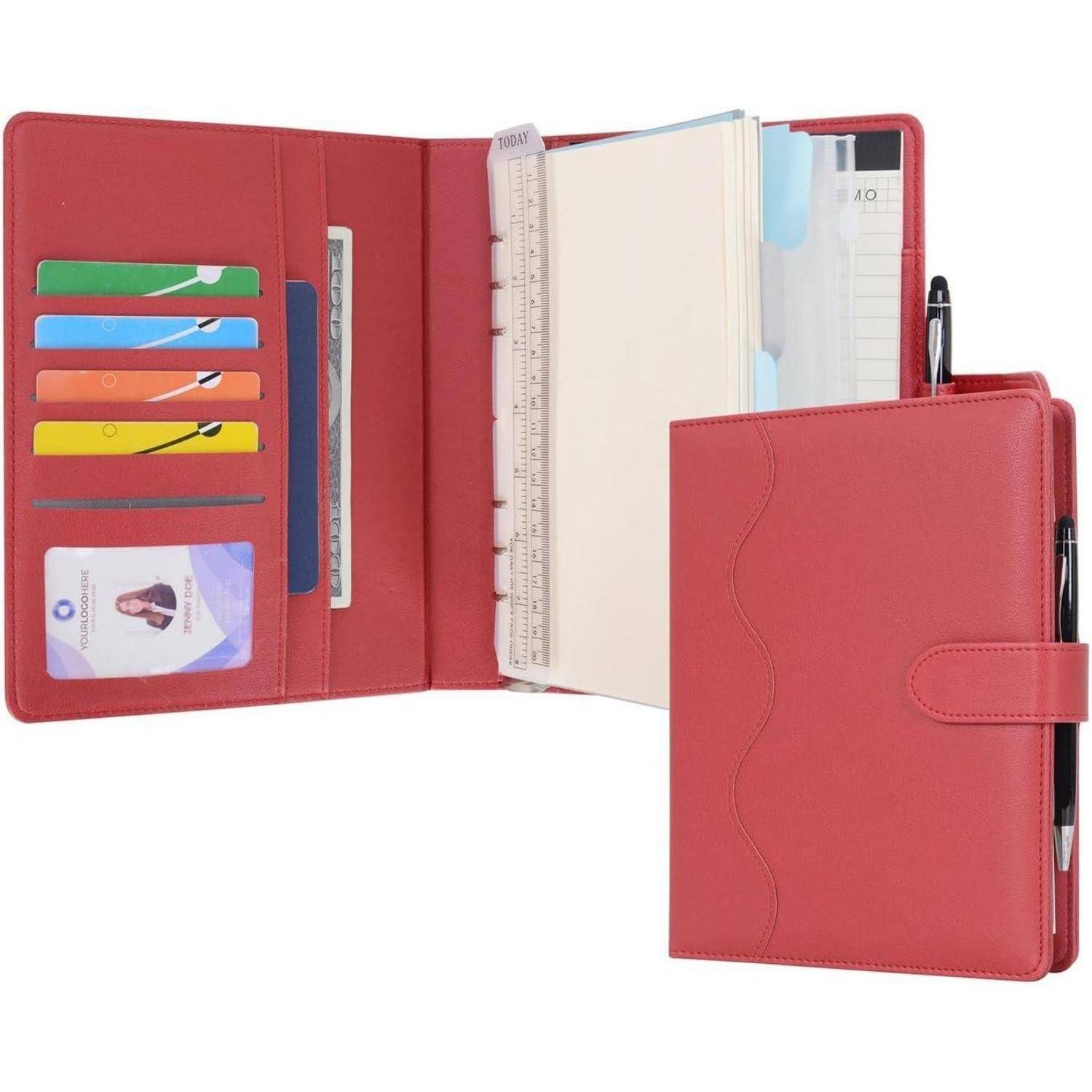 Liniertes A5 PU Leder Journal Nachfüllbar Schreibblock Rot