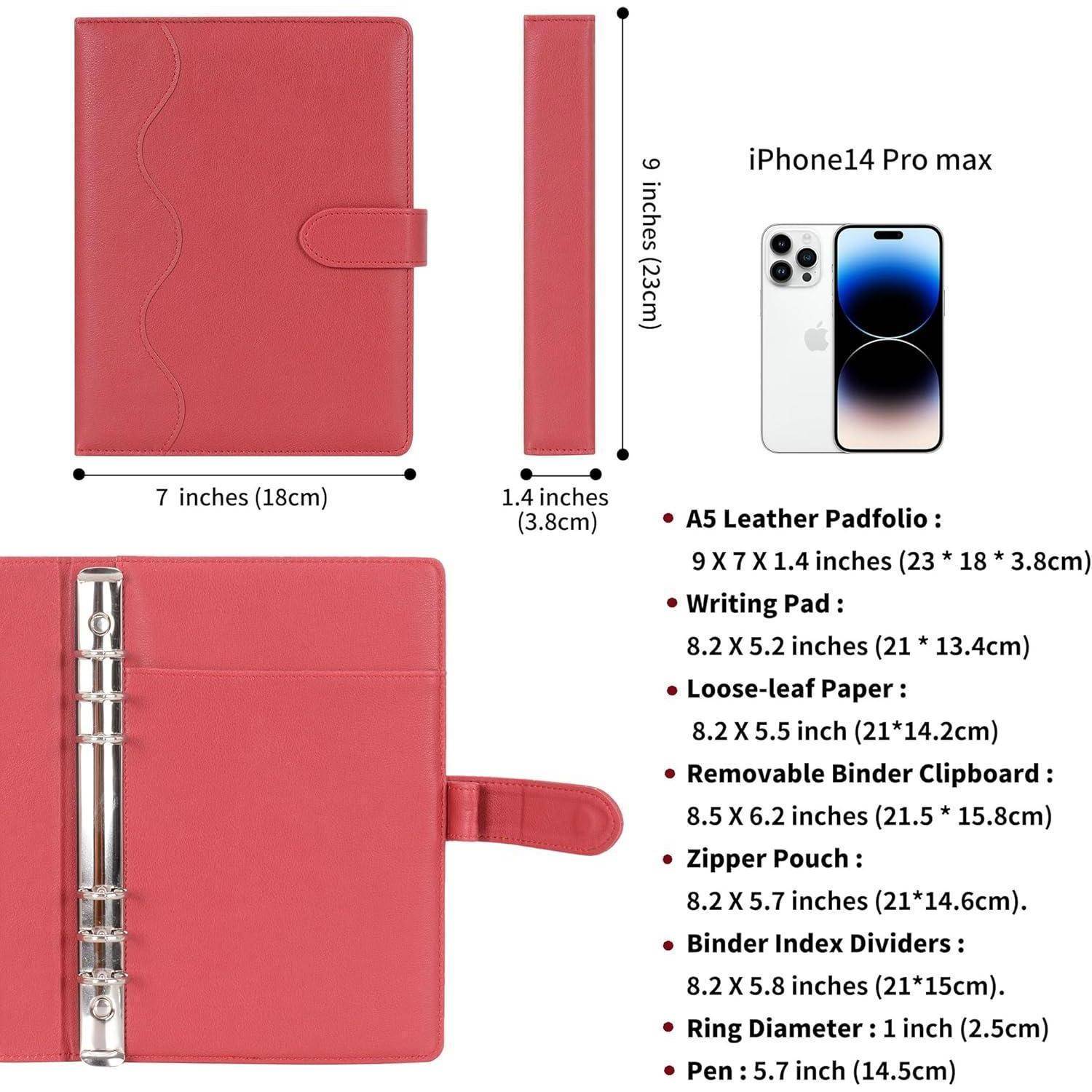 Liniertes A5 PU Leder Journal Nachfüllbar Schreibblock Rot