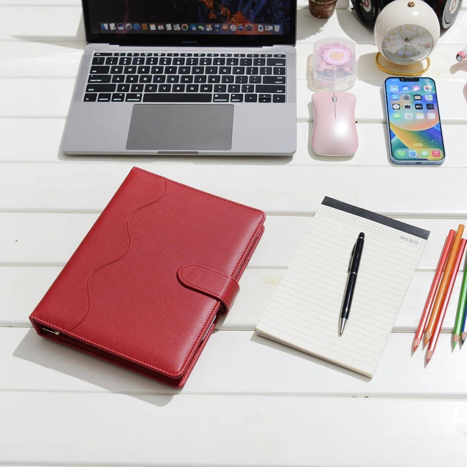 Liniertes A5 PU Leder Journal Nachfüllbar Schreibblock Rot