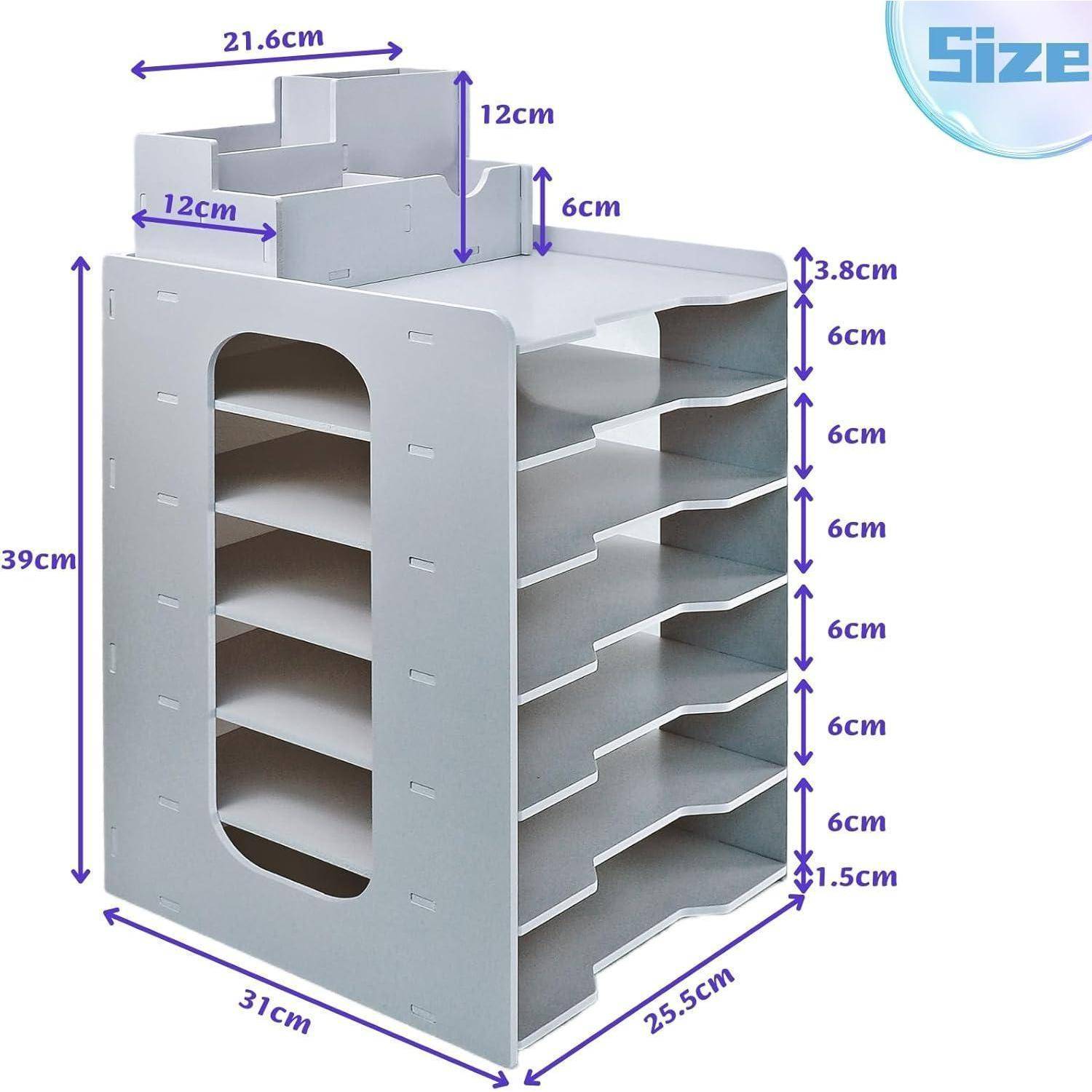 Holz Briefablage mit Stifthalter 7-Tier Organizer