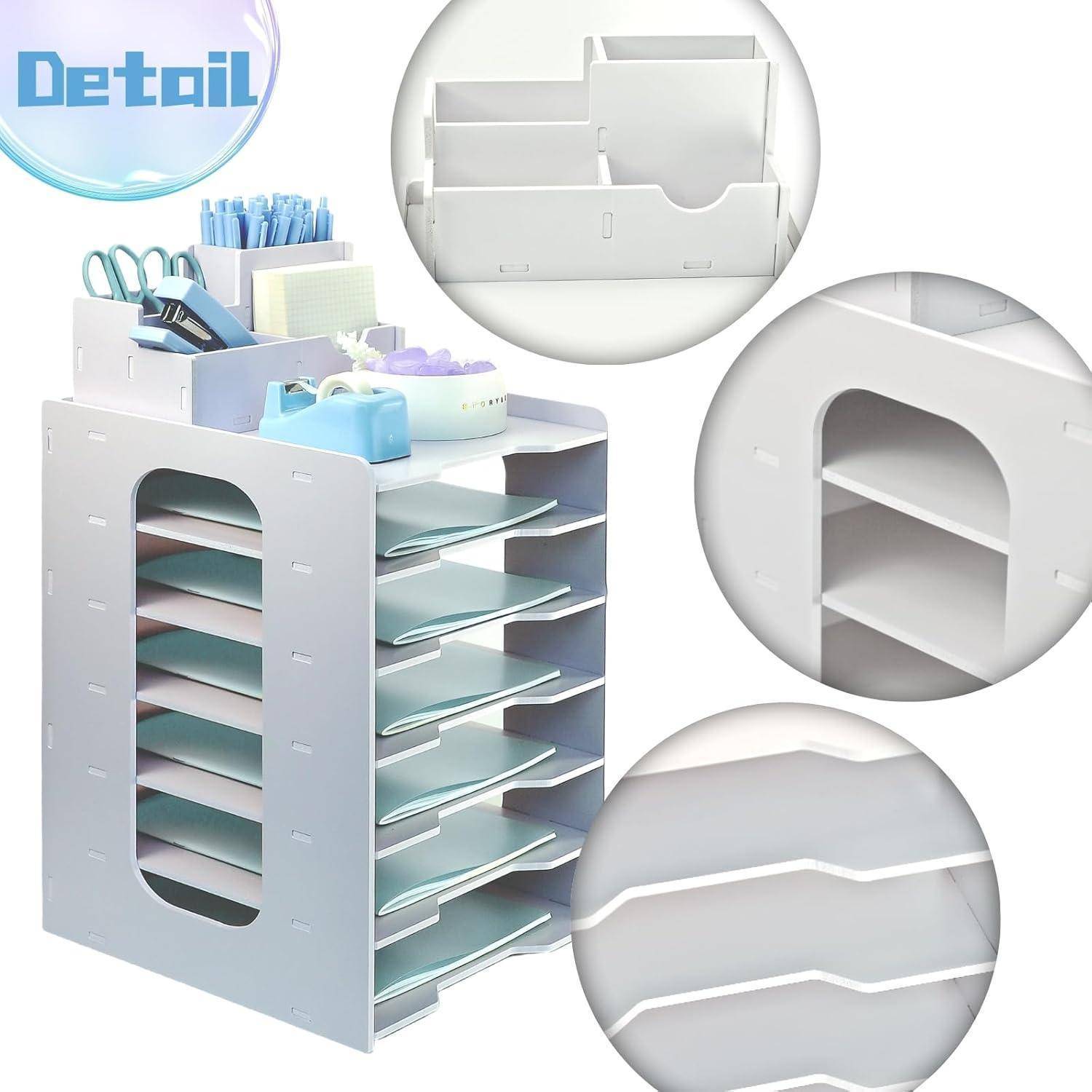 Holz Briefablage mit Stifthalter 7-Tier Organizer