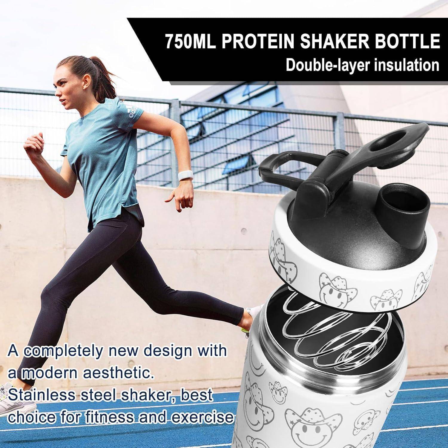 Edelstahl Protein Shaker Thermoflasche 750ml Vakuum Isoliert für