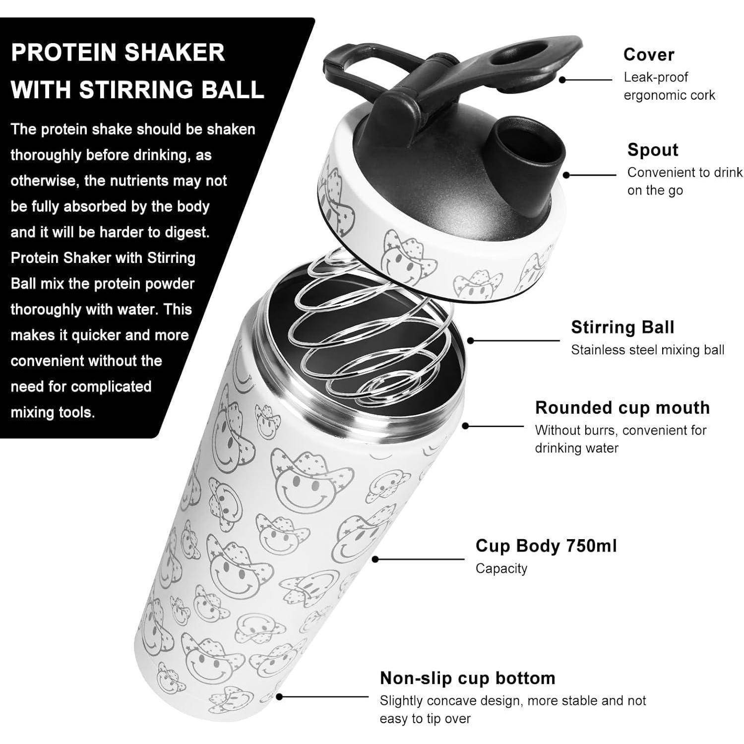 Edelstahl Protein Shaker Thermoflasche 750ml Vakuum Isoliert für