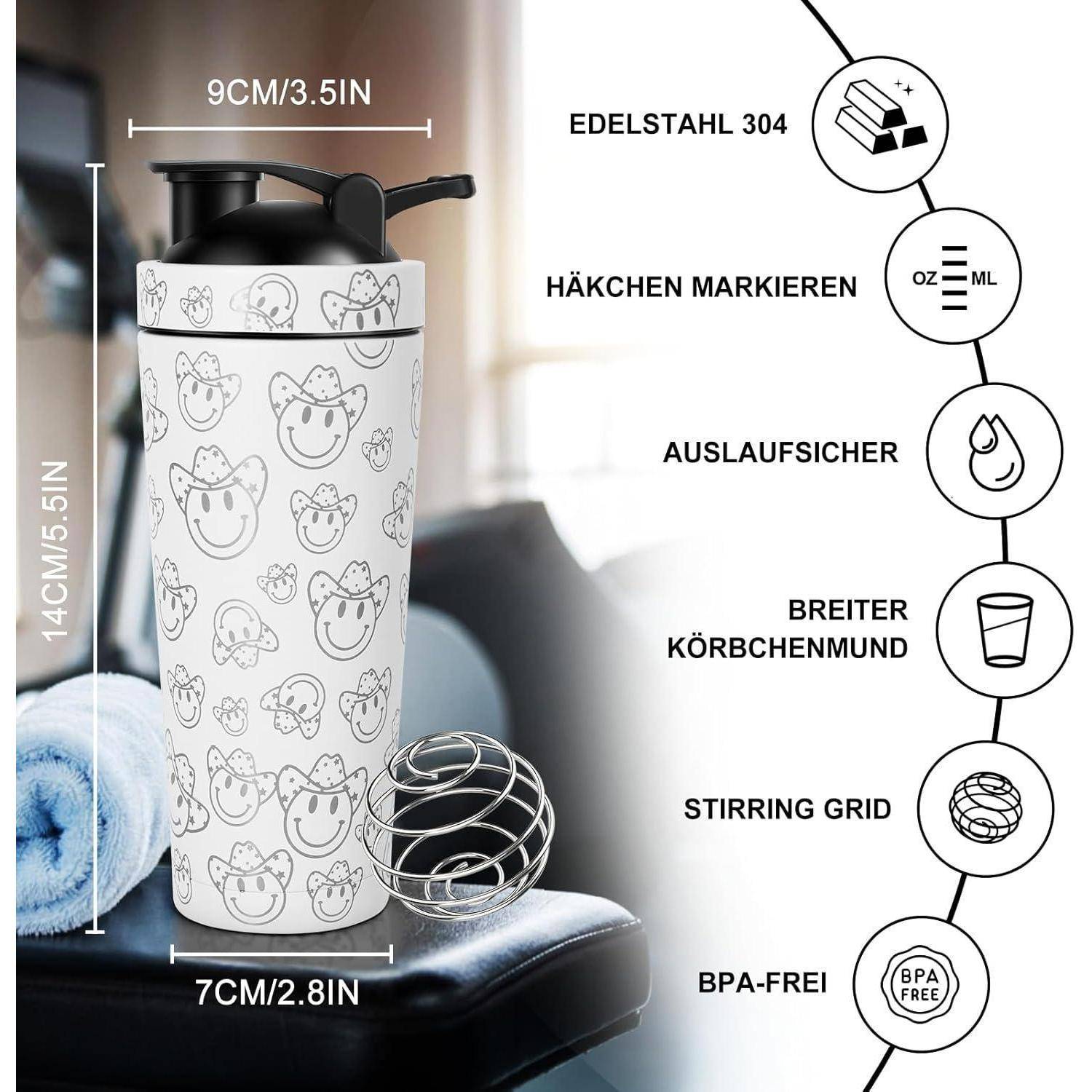 Edelstahl Protein Shaker Thermoflasche 750ml Vakuum Isoliert für