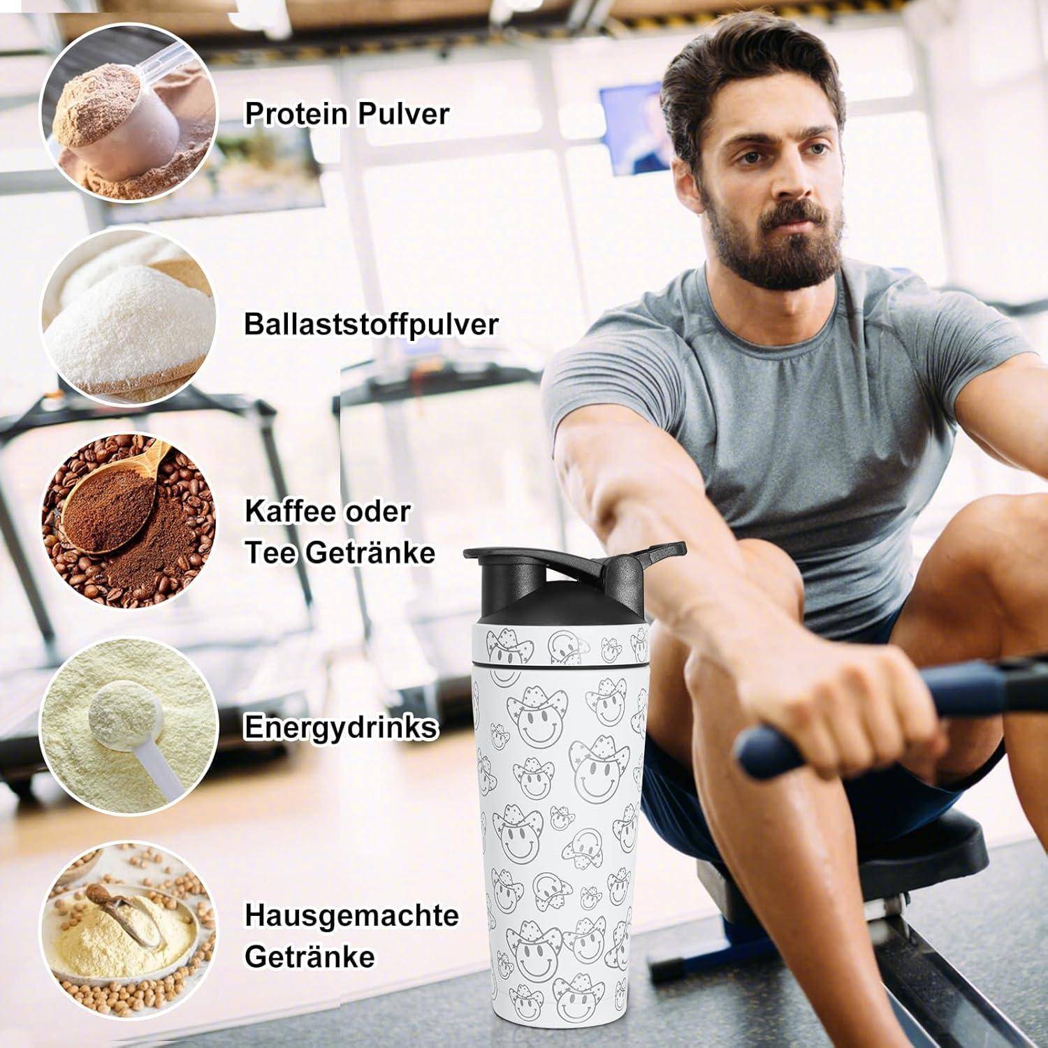 Edelstahl Protein Shaker Thermoflasche 750ml Vakuum Isoliert für
