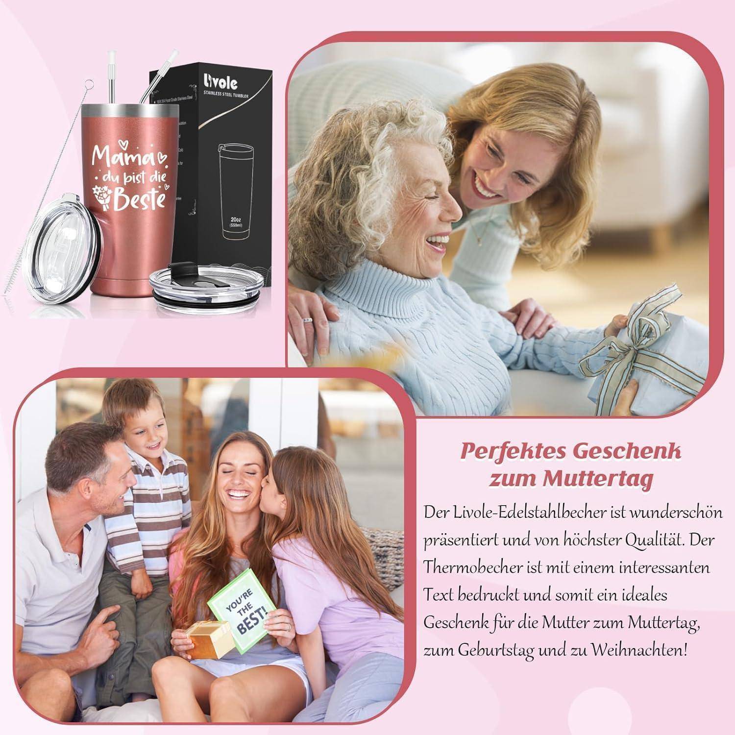 Thermobecher Edelstahl 600ml 20oz (600ml) Mama, du Bist die Beste