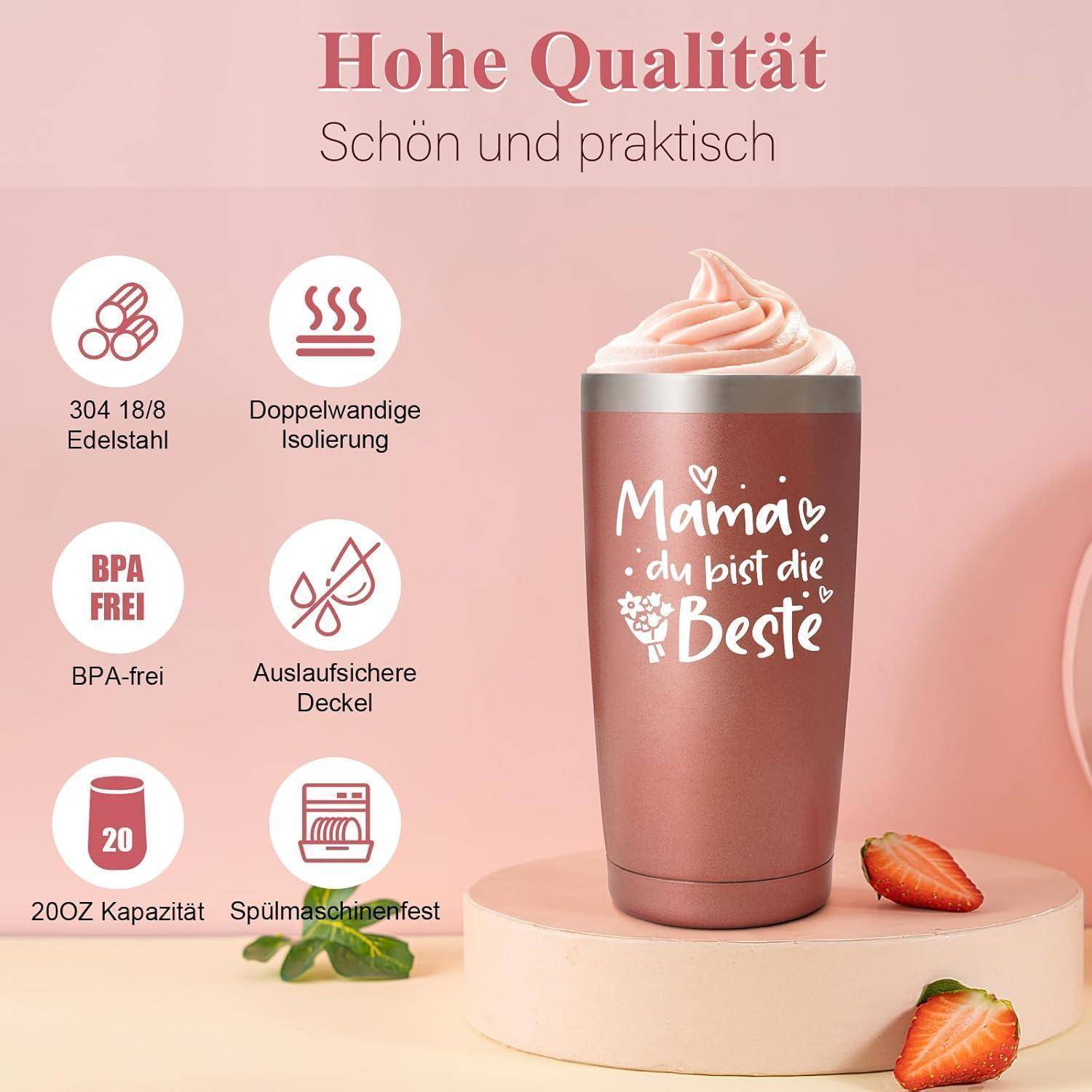 Thermobecher Edelstahl 600ml 20oz (600ml) Mama, du Bist die Beste