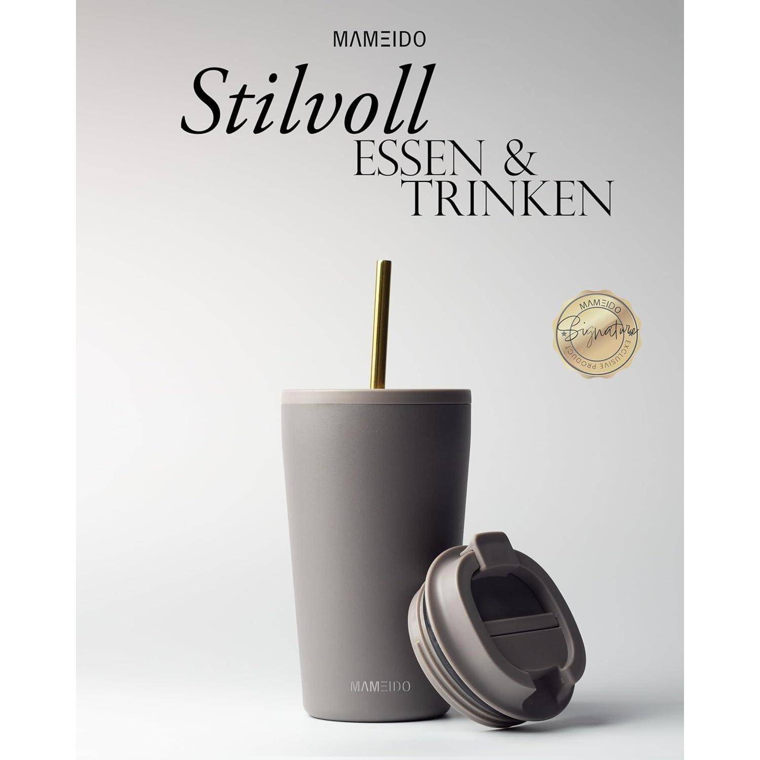 Thermobecher Strohhalm 470ml 700ml doppelwandig isoliert auslaufsicher