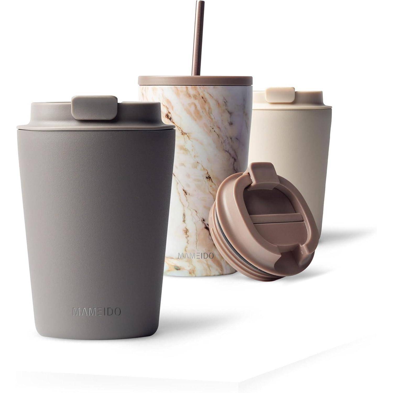 Thermobecher 350ml 470ml 700ml doppelwandig isoliert Taupe Grey