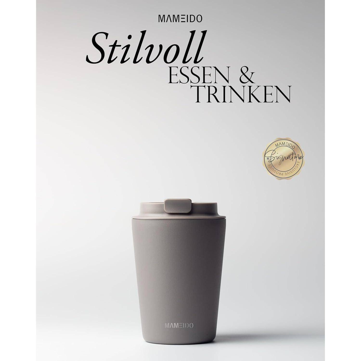 Thermobecher 350ml 470ml 700ml doppelwandig isoliert Taupe Grey