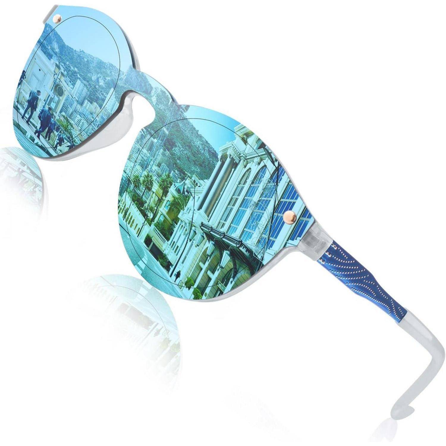 Sonnenbrille verspiegelt groß rund UV400 schwarz hält lange Zeit
