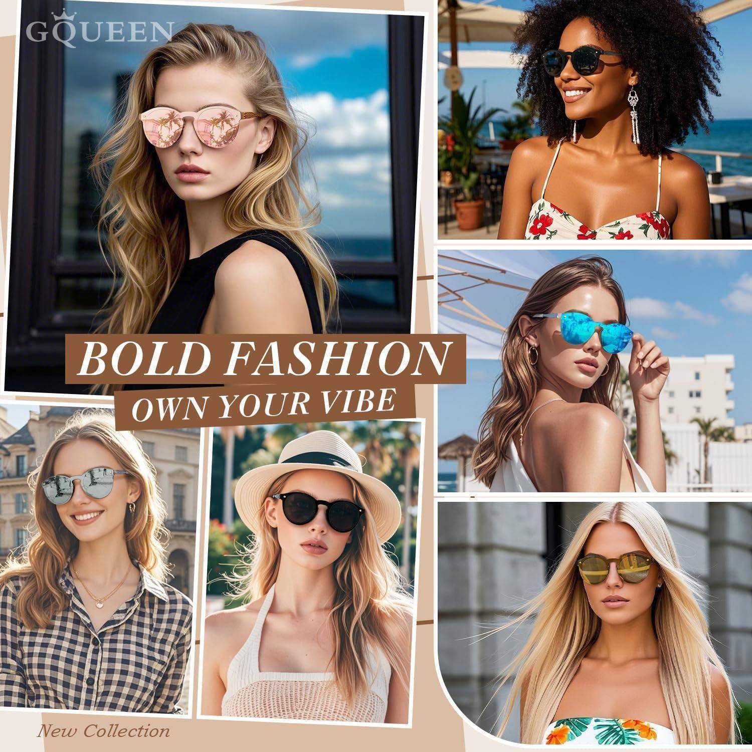 Sonnenbrille Damen Herren UV400 Verspiegelt Groß Rund