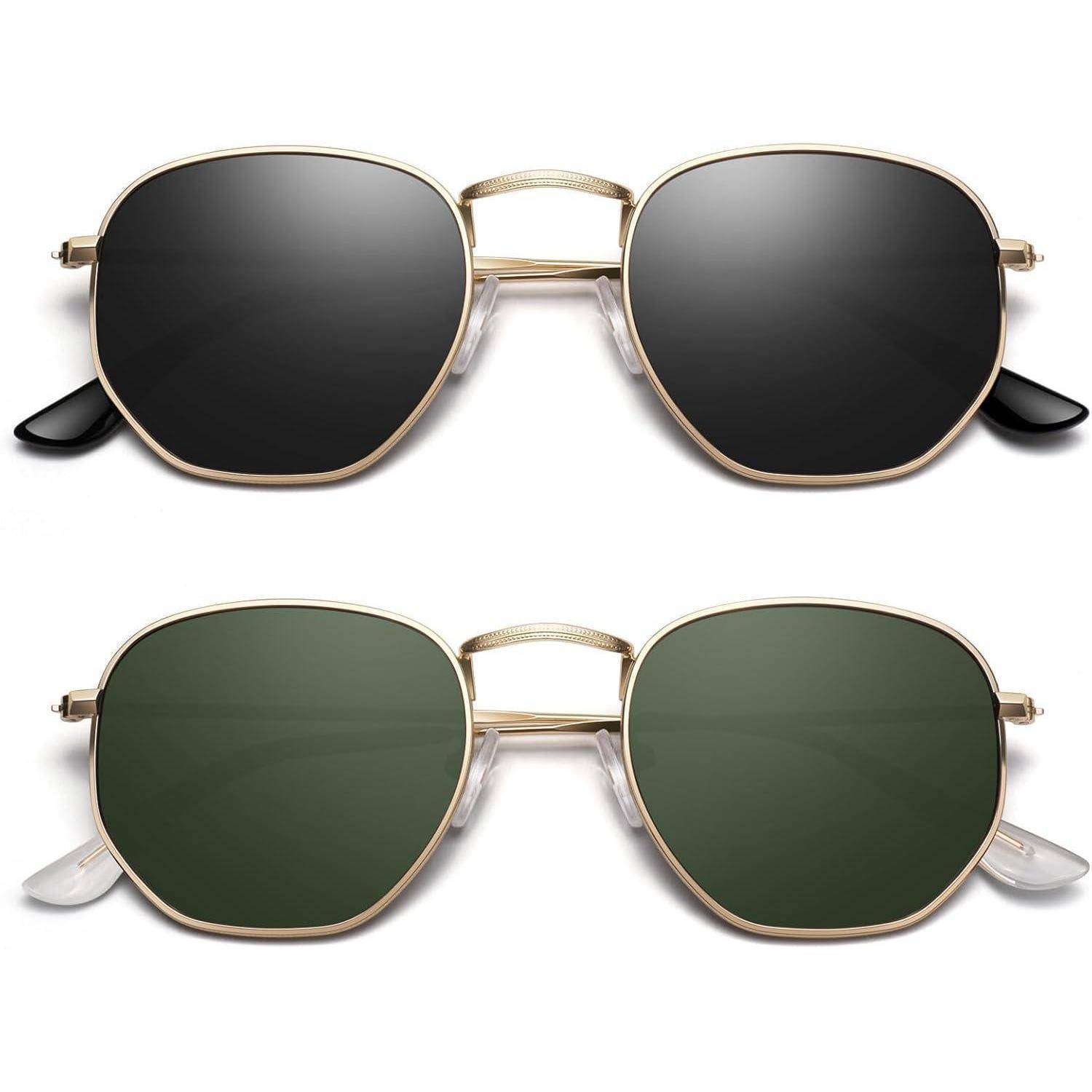 Sonnenbrille Damen Herren Polarisiert Sechseck Metallrahmen UV400