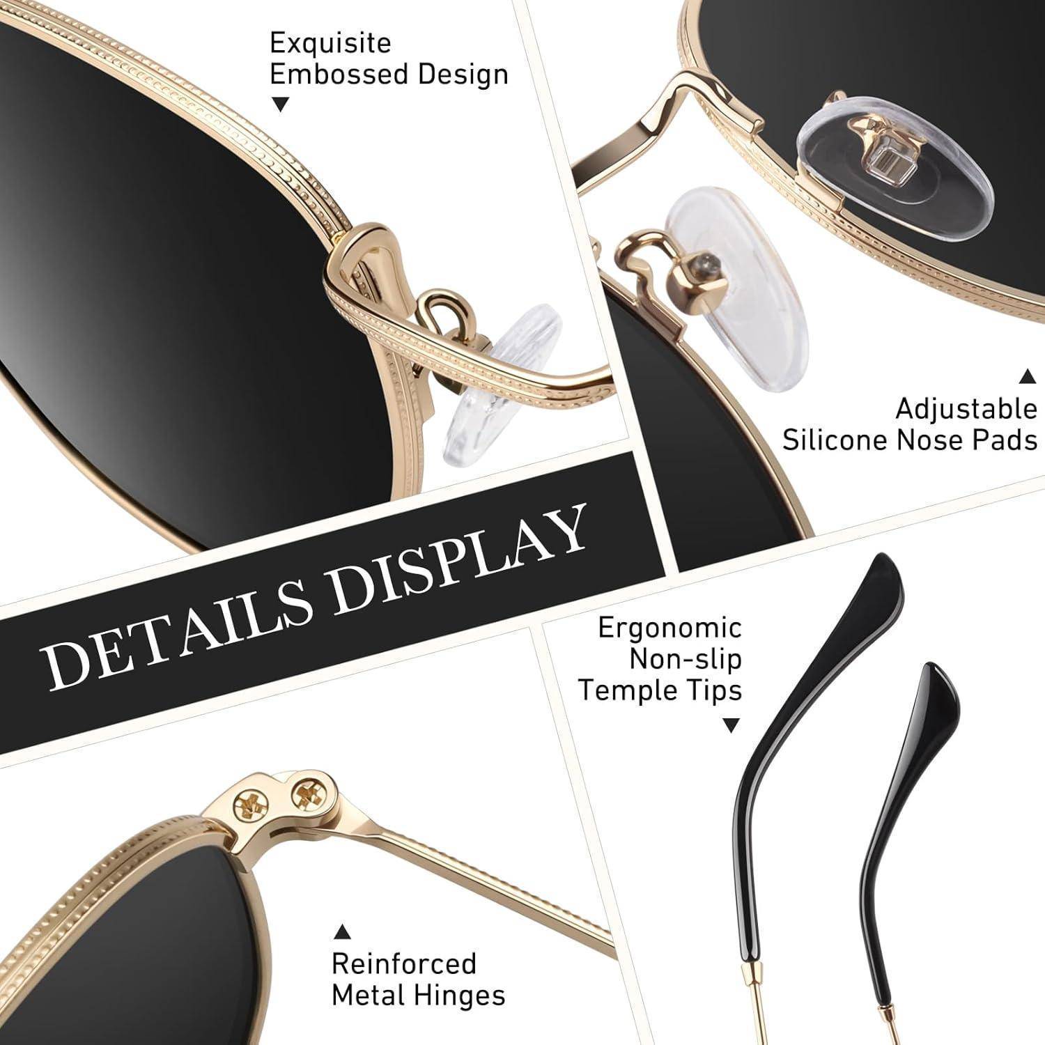 Sonnenbrille Damen Herren Polarisiert Mode UV400 Schutz Metallrahmen