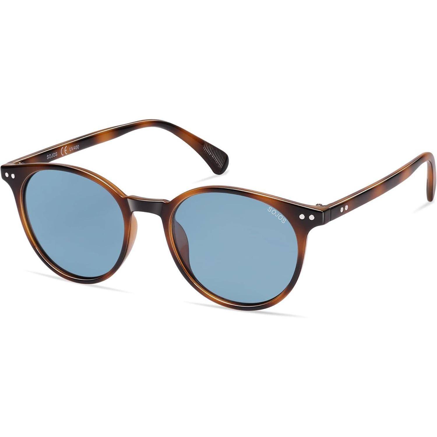 Sonnenbrille Polarisiert Rund Damen Braun Rahmen Ghellblau Linse