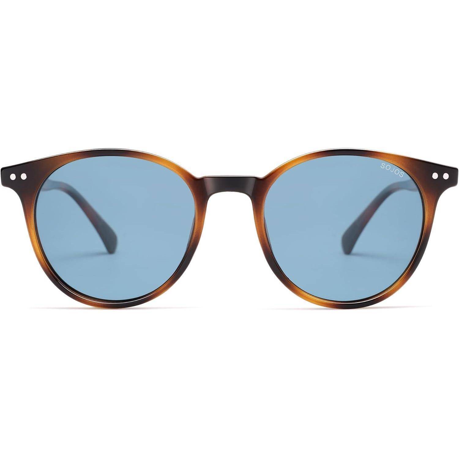 Sonnenbrille Polarisiert Rund Damen Braun Rahmen Ghellblau Linse