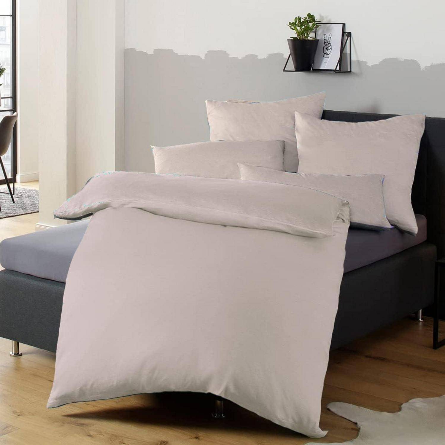 Bettwäsche 140x200 Beige Mikrofaser bügelfrei knitterfrei 1 Bettbezug