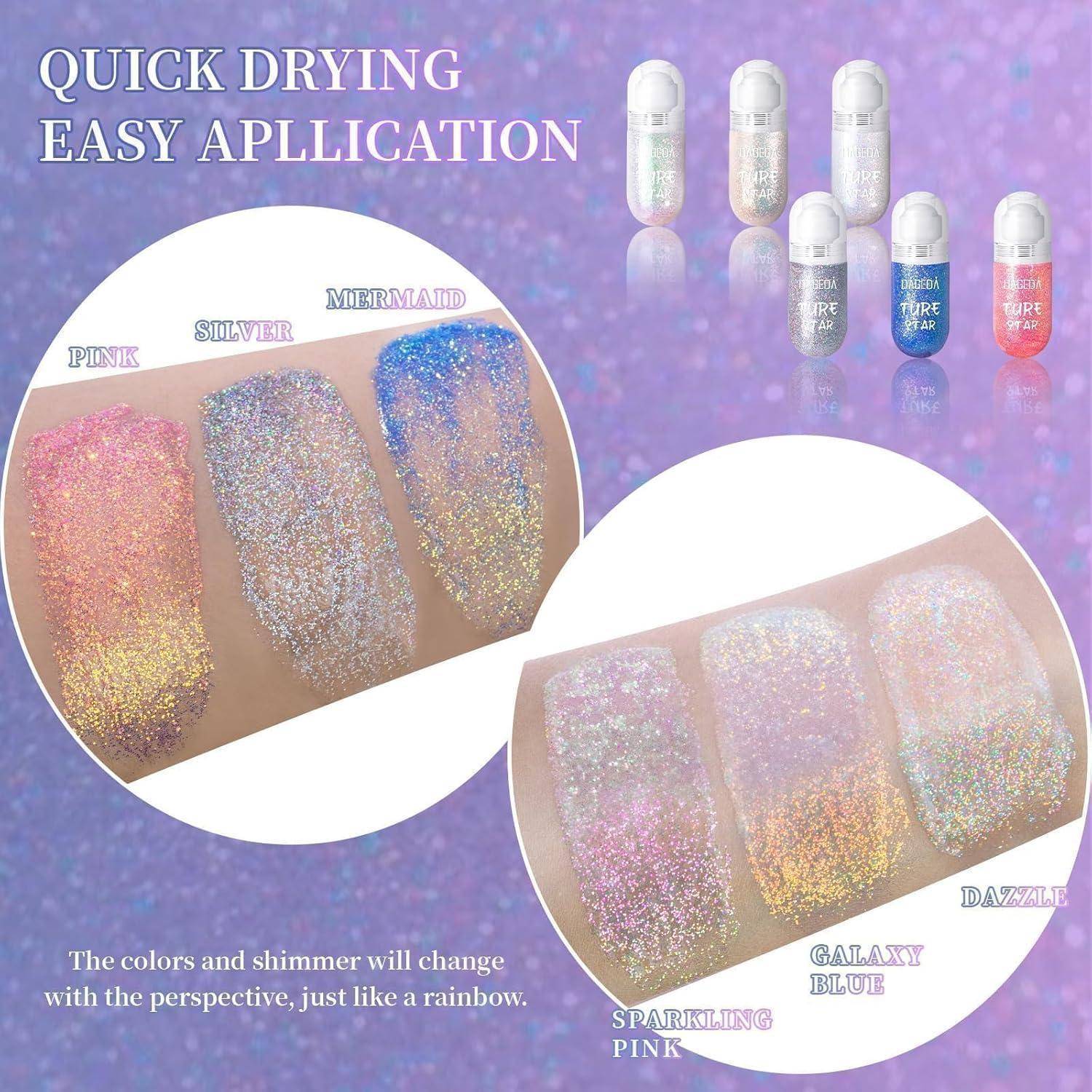 Glitter Gel Body Rollon Face Hair Mermaid Rave Halloween 01 Dazzle