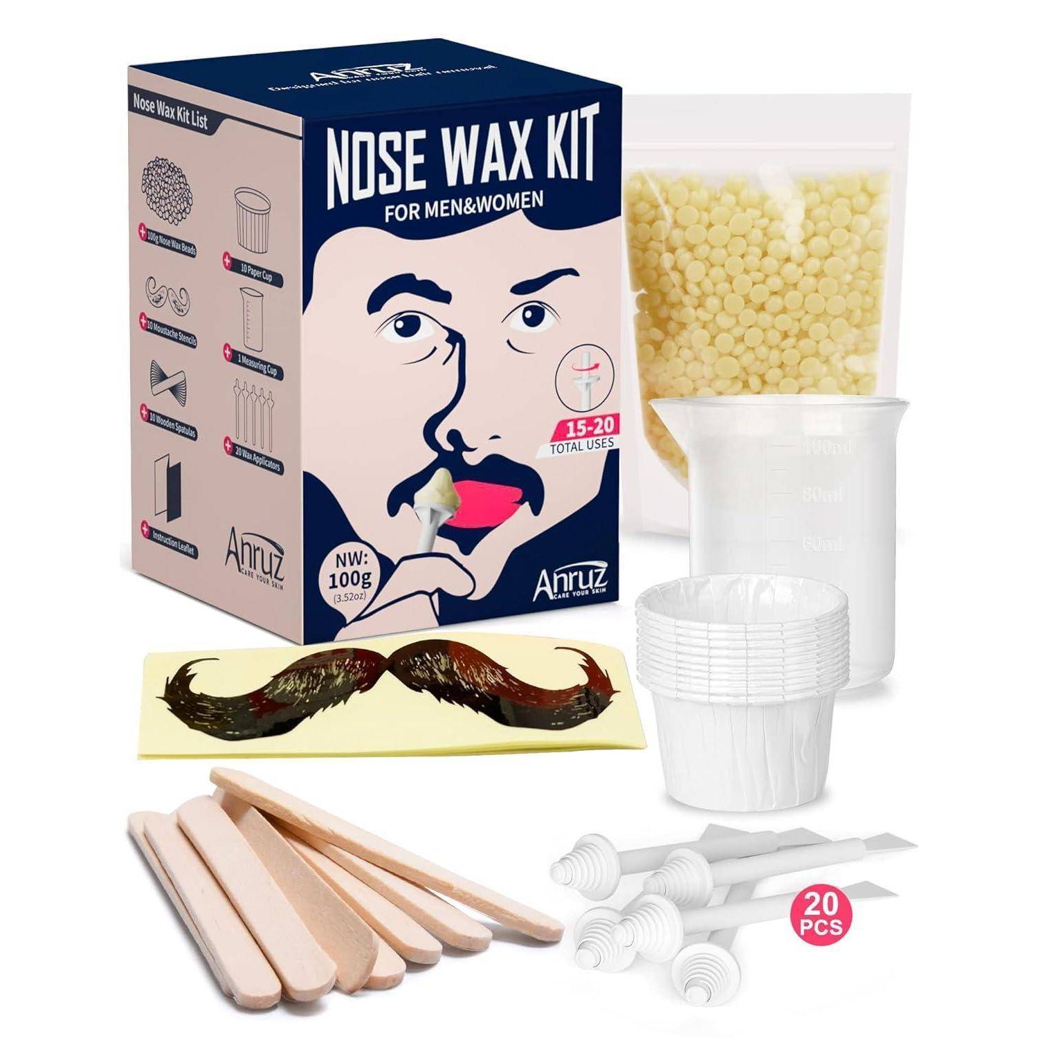 Waxing Set Nasenhaar Wachs Kit 100g Haarentfernung 20 Applikatoren