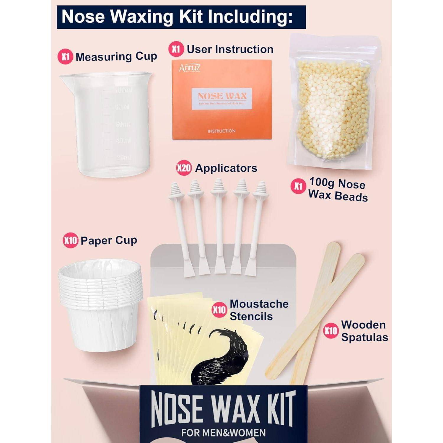 Waxing Set Nasenhaar Wachs Kit 100g Haarentfernung 20 Applikatoren