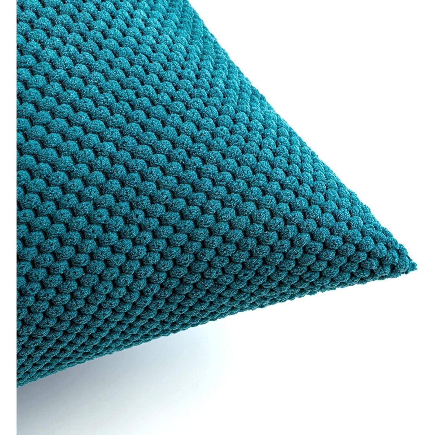 Kissenbezug Kordsamt Dekokissen Sofa 45 x 45 cm 2 Stück Seeblau