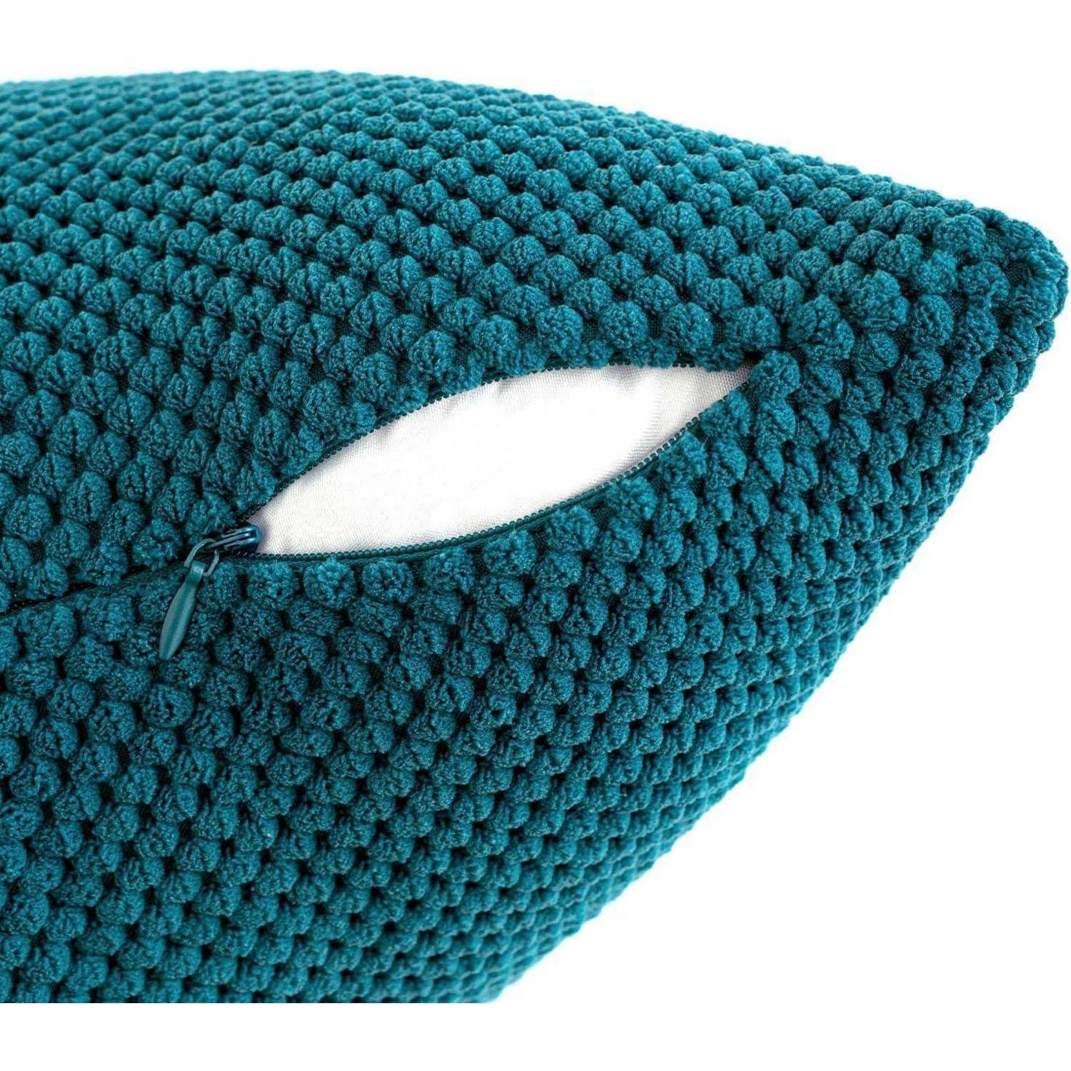 Kissenbezug Kordsamt Dekokissen Sofa 45 x 45 cm 2 Stück Seeblau