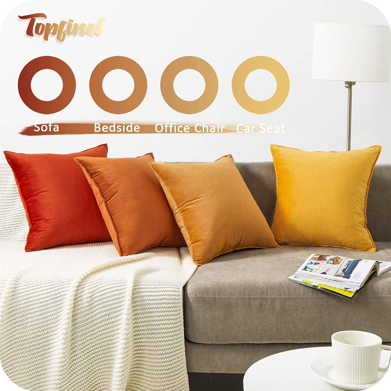 Kissenbezug Samt gelb 45x45 4er Set Herbst Winter deco Sofa Wohnzimmer