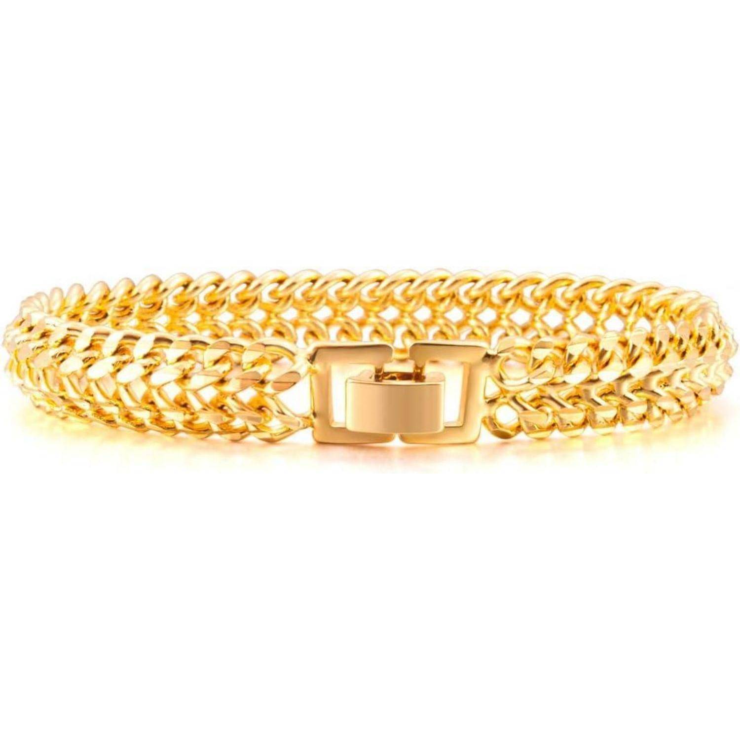 Herren Edelstahl Armband Fahrradkette Biker Motorradkette Gold 21.5 cm