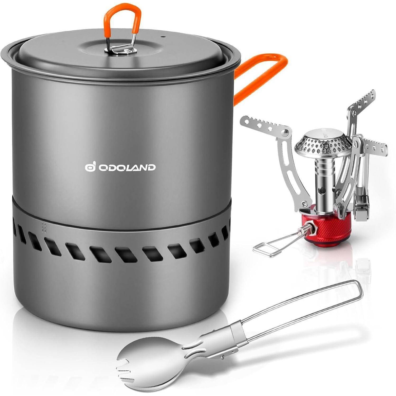 Camping Geschirr Set mit Brenner und Töpfen für Outdoor Trekking