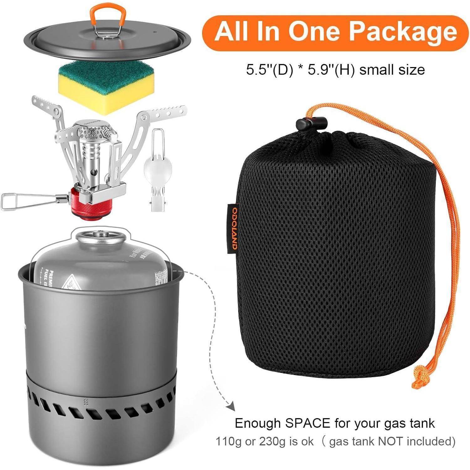 Camping Geschirr Set mit Brenner und Töpfen für Outdoor Trekking