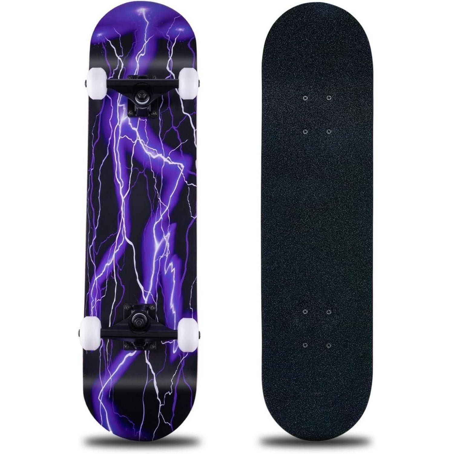 Skateboard 31 x 8 Zoll 8-lagiges Ahornholz ABEC-11 Kugellager Purple