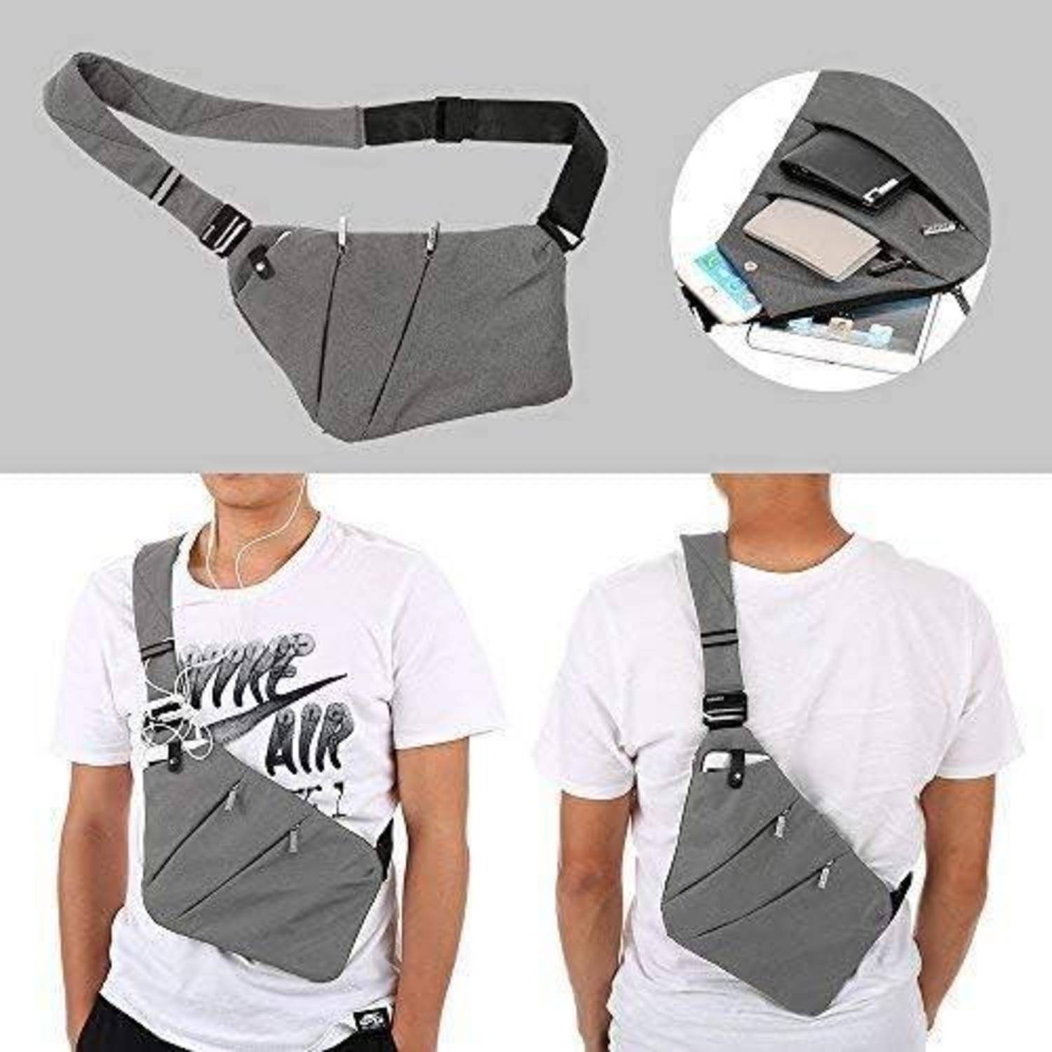 Anti-Diebstahl Schultertasche Brusttasche Crossbody Sling
