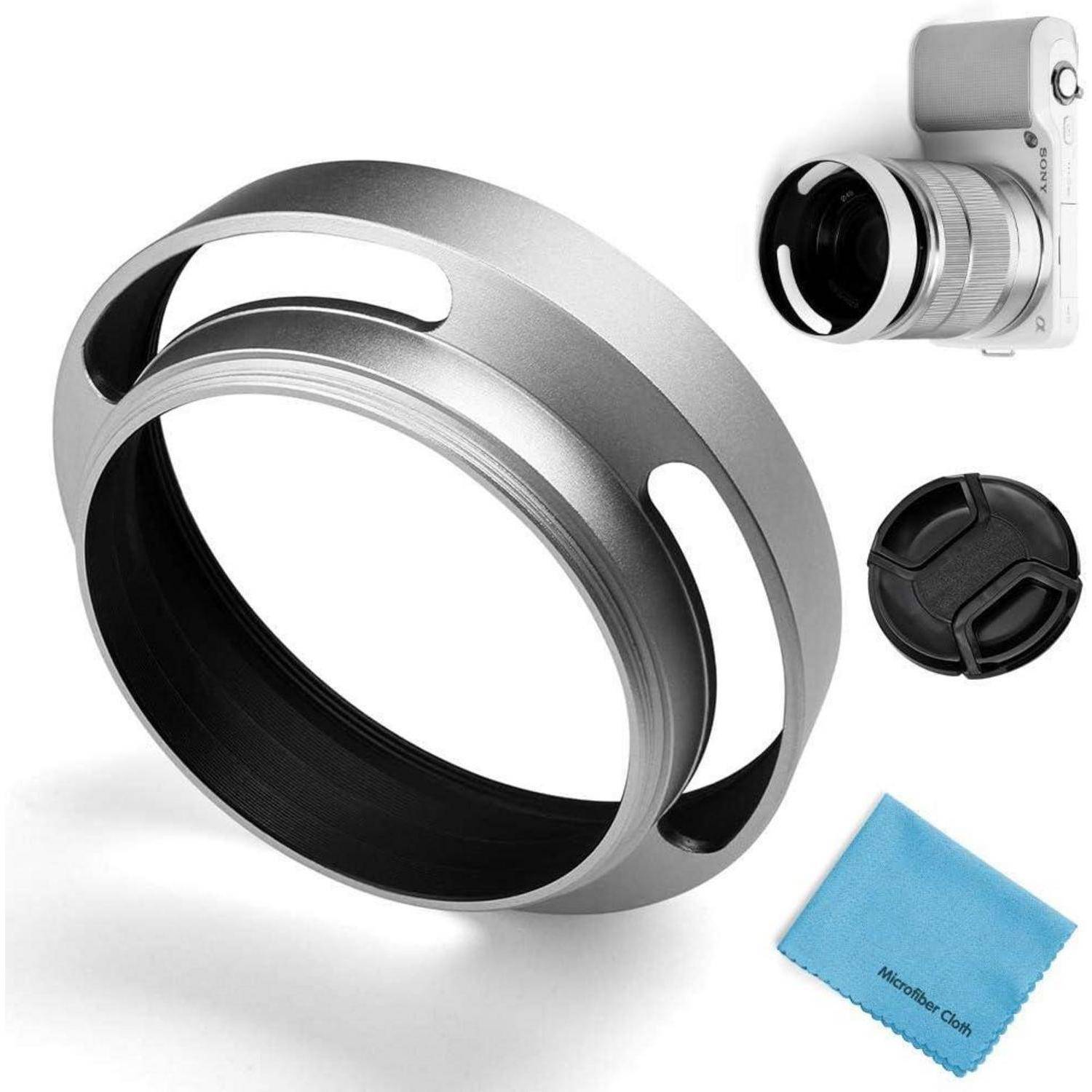 Gegenlichtblende 40.5mm Metall Objektivdeckel Mikrofaser 40.5mm Silber