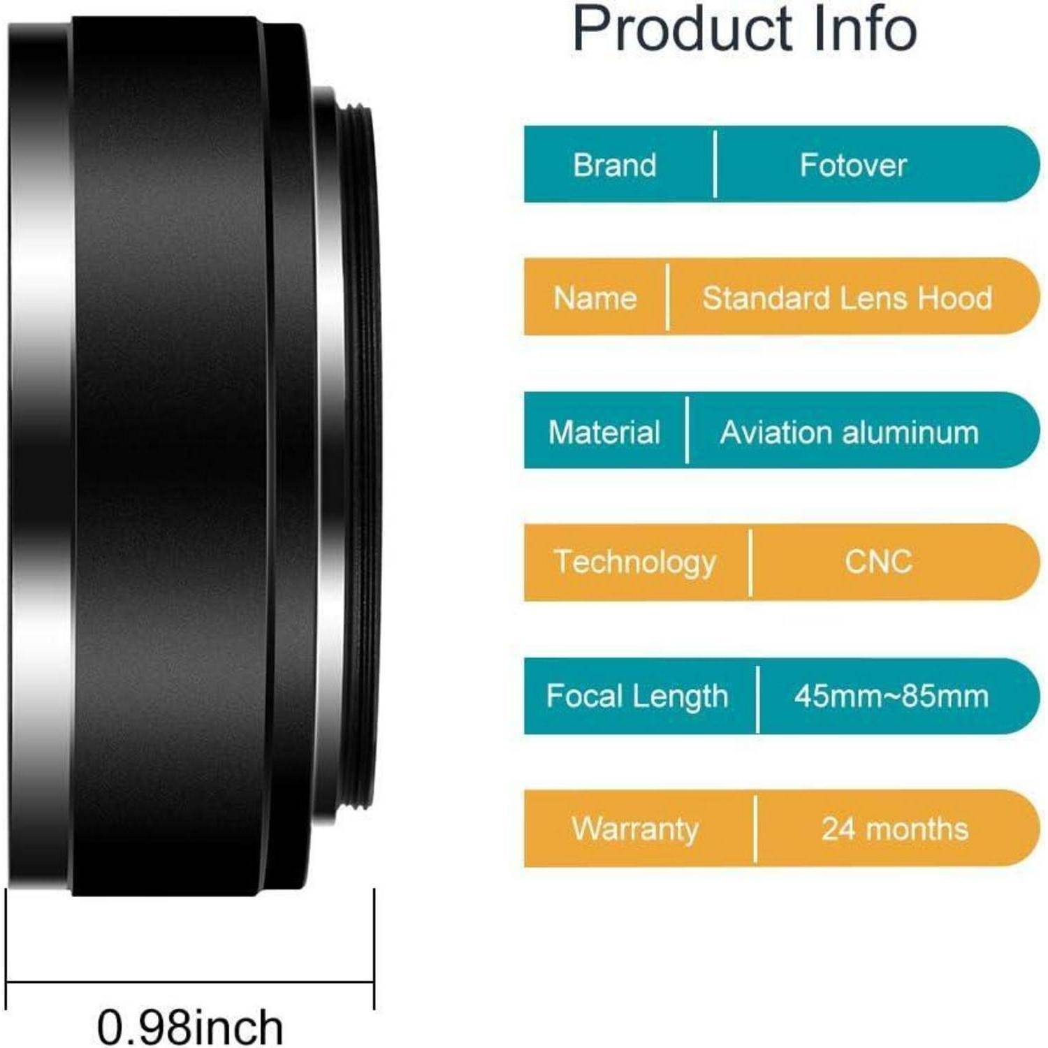 58mm Metall Gegenlichtblende mit Objektivdeckel und Reinigungstuch